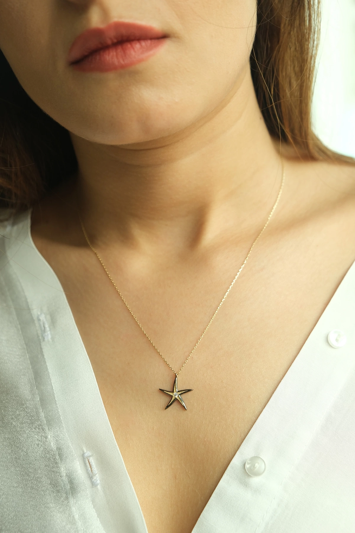 Asil 14 Ayar Deniz Yıldızı Altın Kolye KLY2984