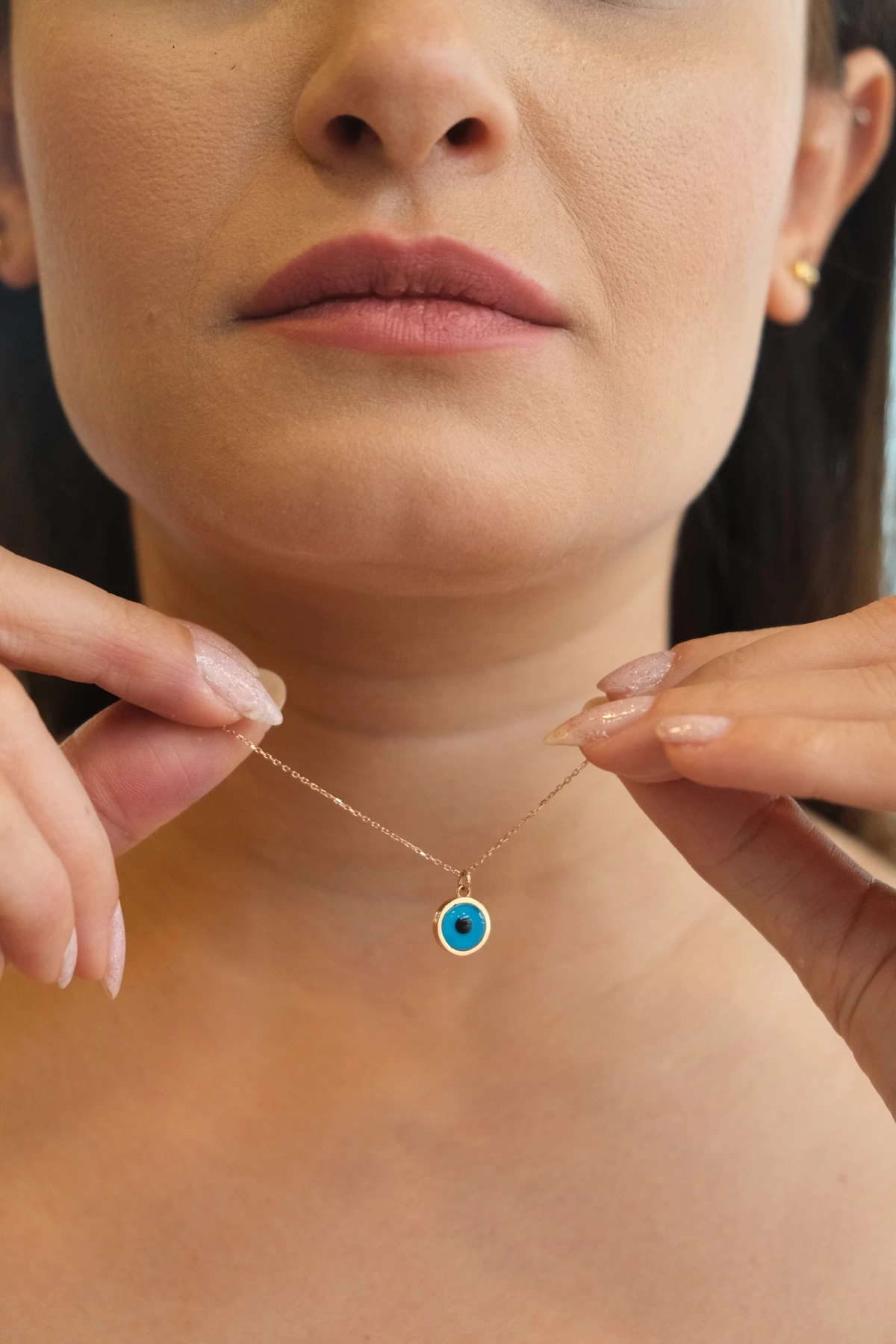 Asil 14 Ayar Nazar Boncuğu Altın Kolye KLY3350