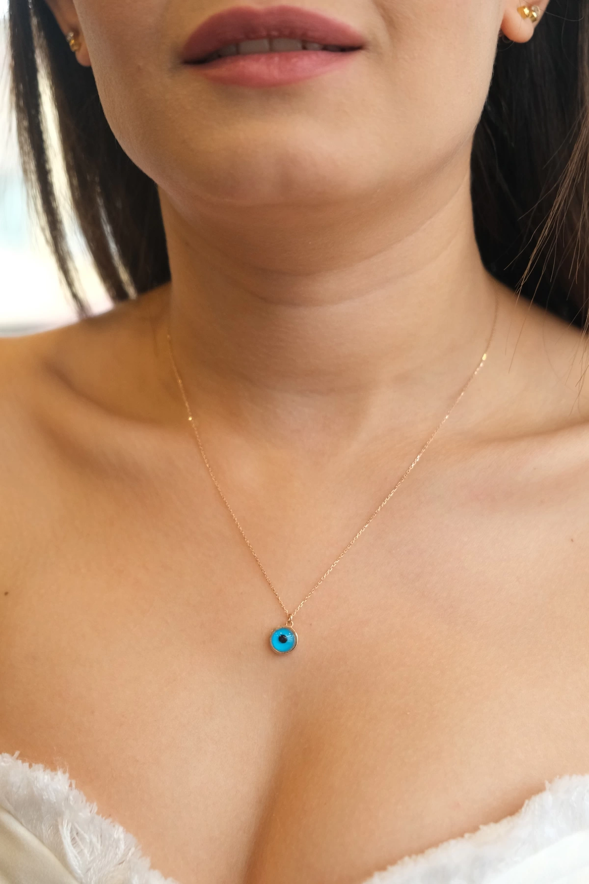 Asil 14 Ayar Nazar Boncuğu Altın Kolye KLY3350