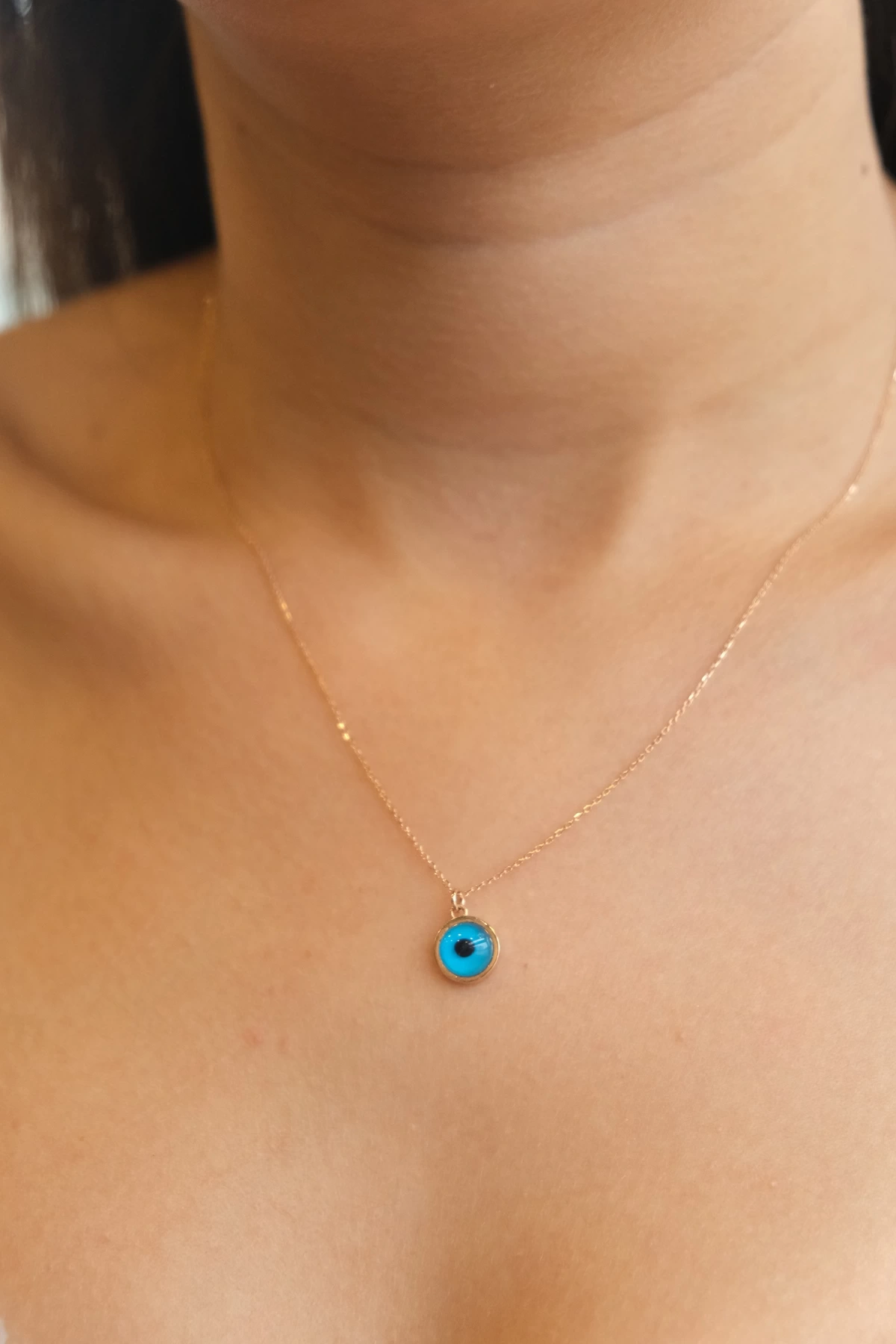 Asil 14 Ayar Nazar Boncuğu Altın Kolye KLY3350