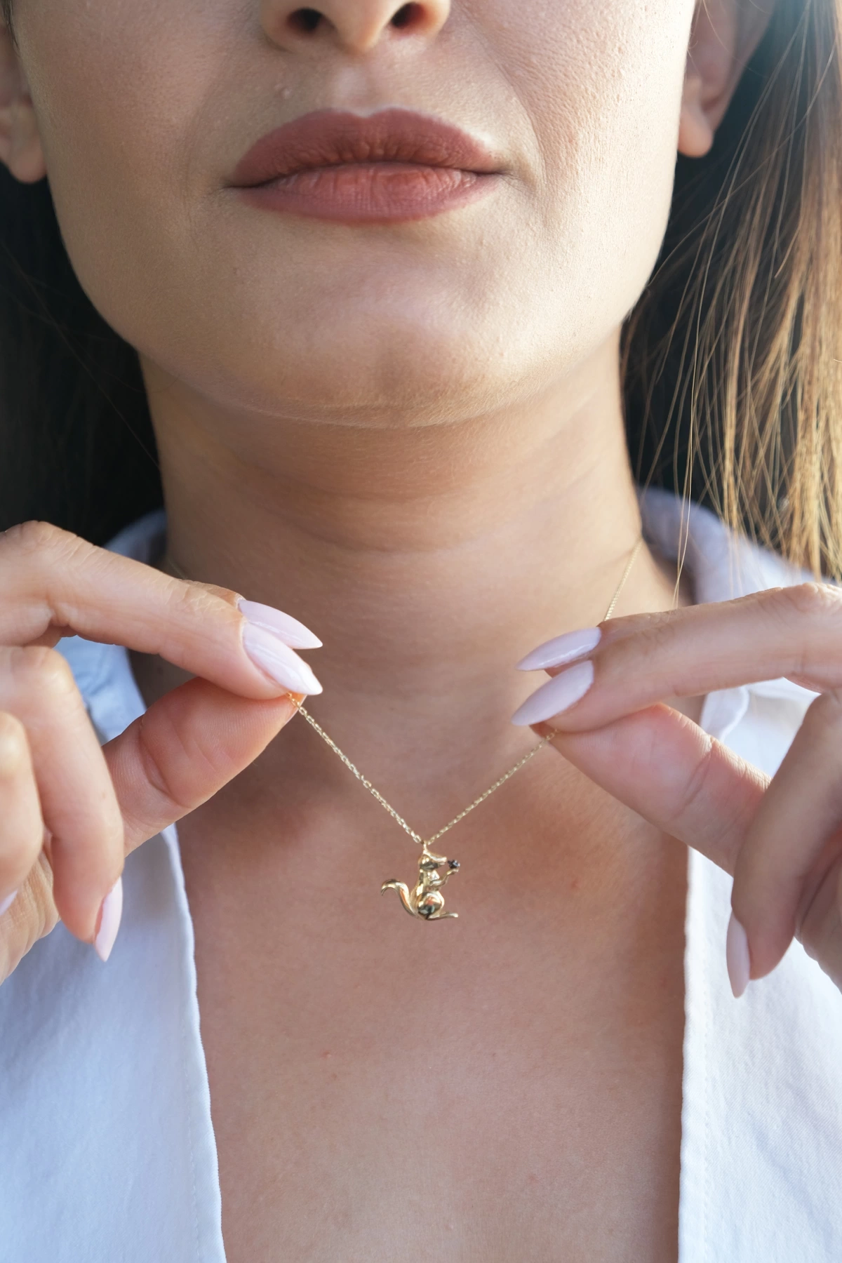 Asil 14 Ayar Sincaplı Altın Kolye KLY3568