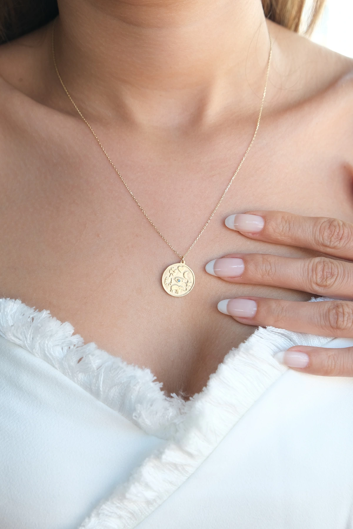 Asil 14 Ayar Şans Plaka Altın Kolye KLY3258