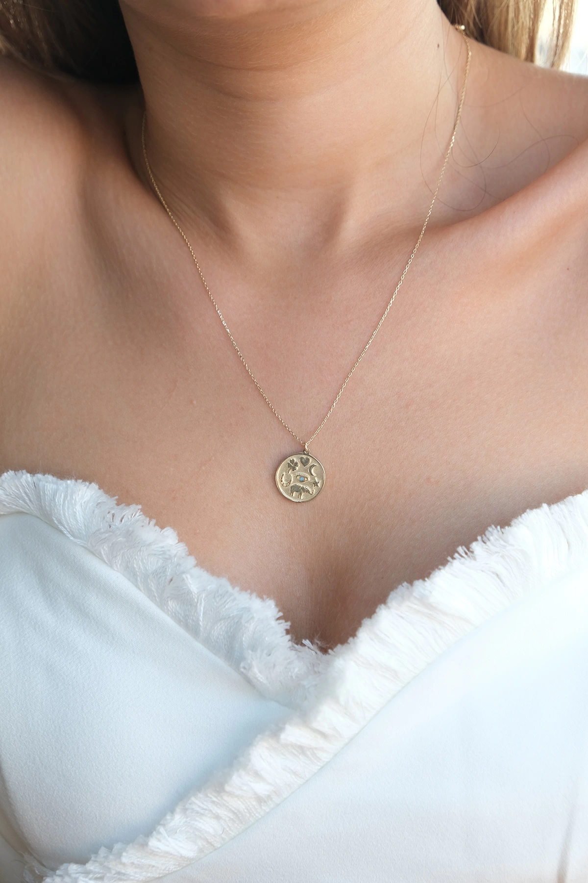 Asil 14 Ayar Şans Plaka Altın Kolye KLY3258