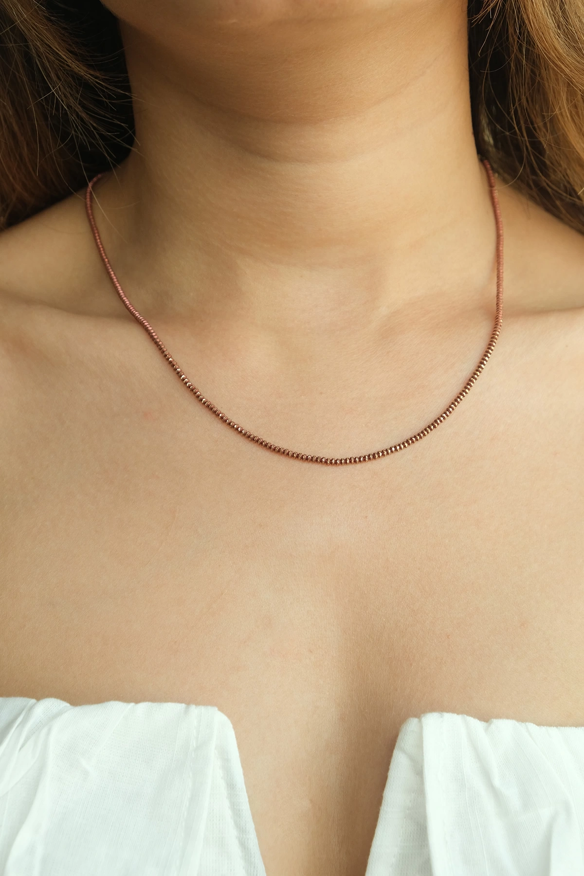 Asil 14 Ayar İtalyan Toplu Kahve Mineli Altın Kolye KLY1459