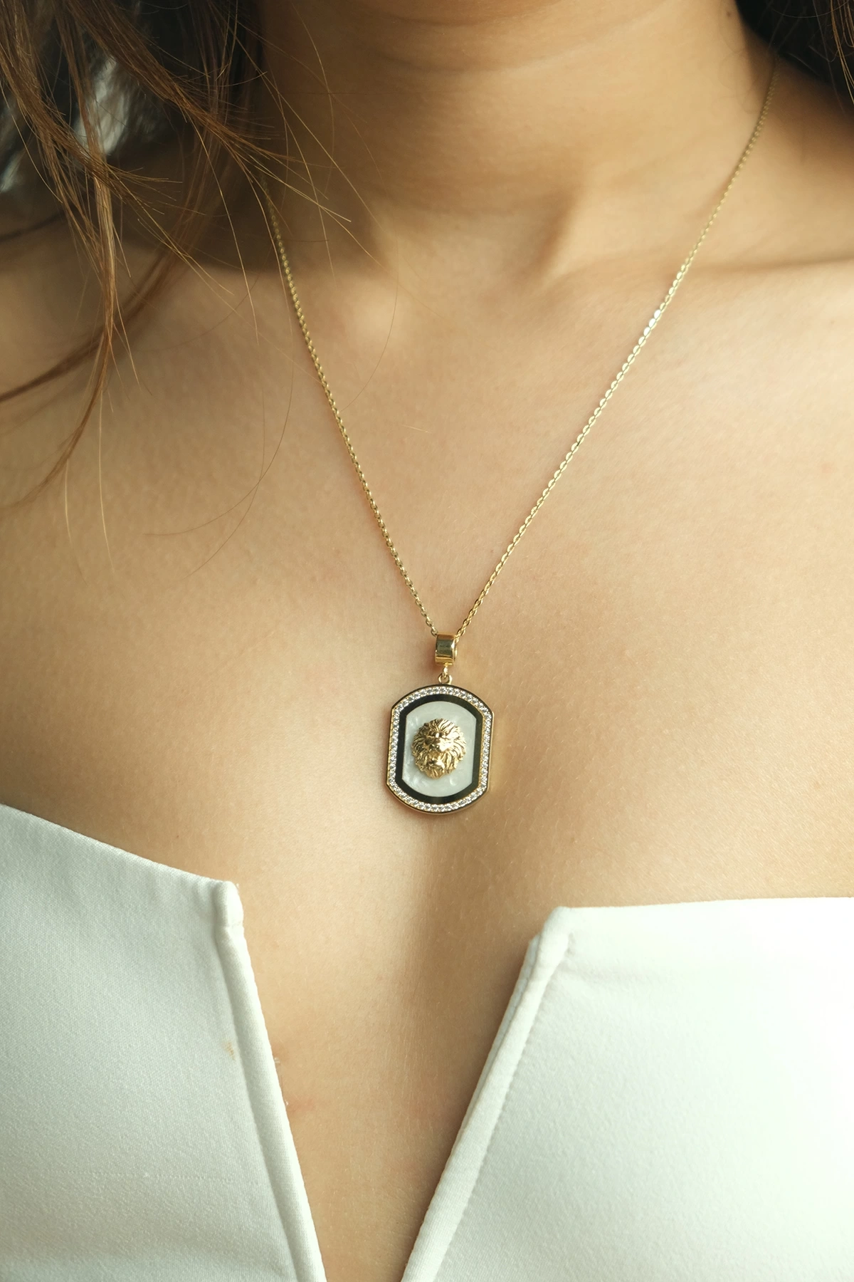 Asil 14 Ayar Aslan Figürlü Madalyon Altın Kolye KLY2599