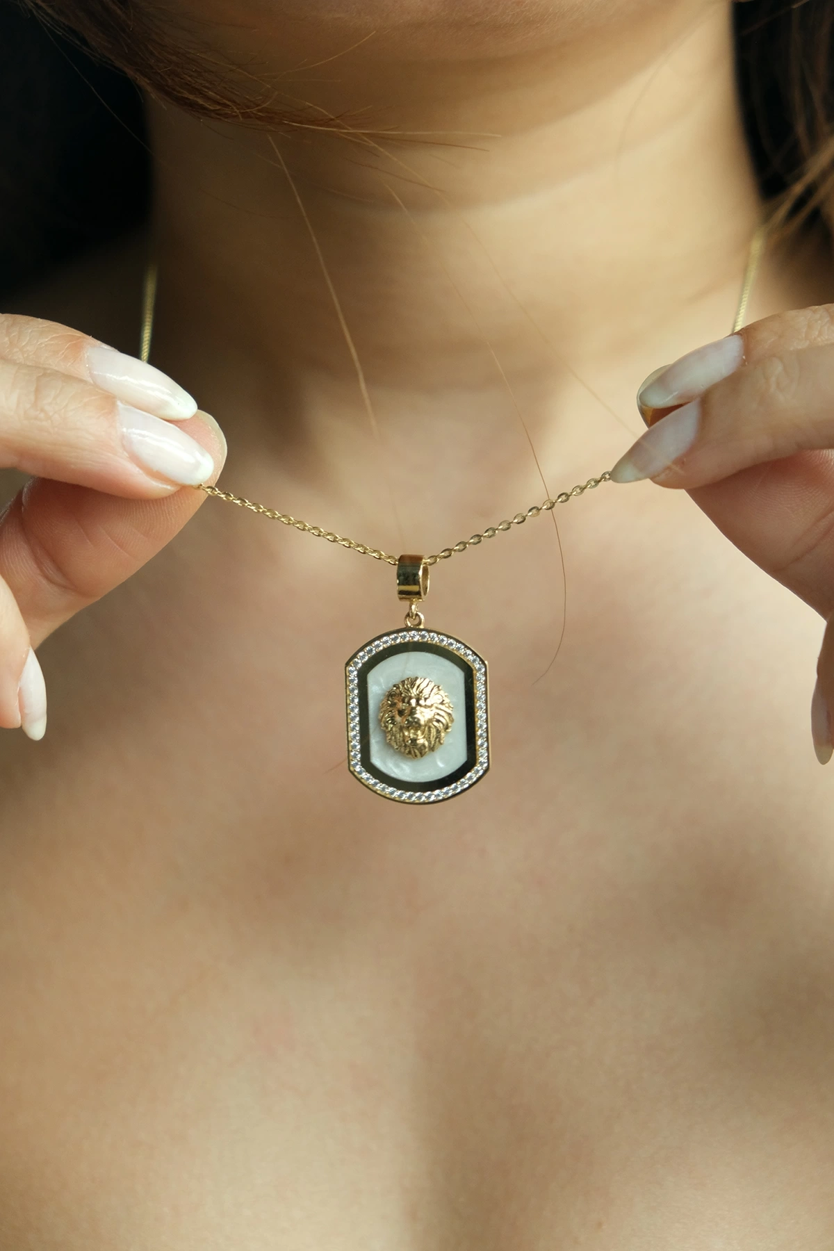 Asil 14 Ayar Aslan Figürlü Madalyon Altın Kolye KLY2599