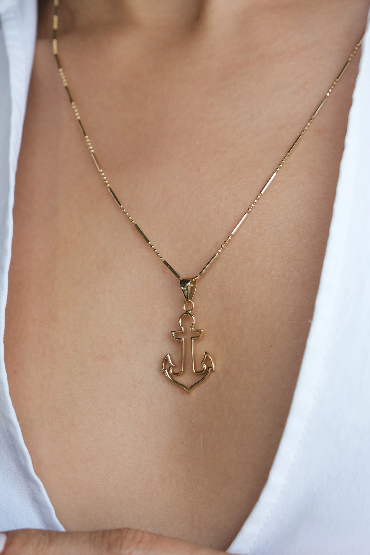 Asil 14 Ayar Denizci Çapası Altın Kolye Ucu KLU528