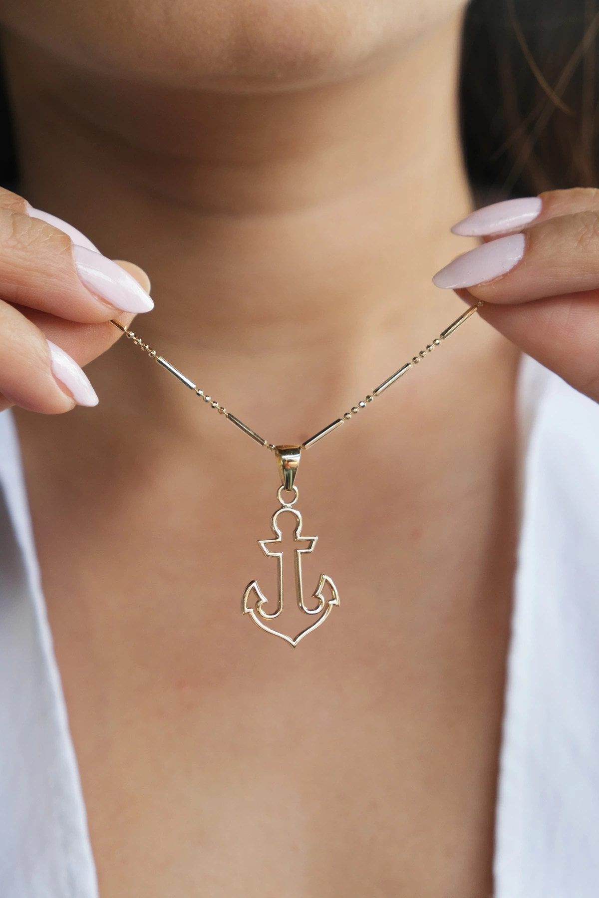 Asil 14 Ayar Denizci Çapası Altın Kolye Ucu KLU528