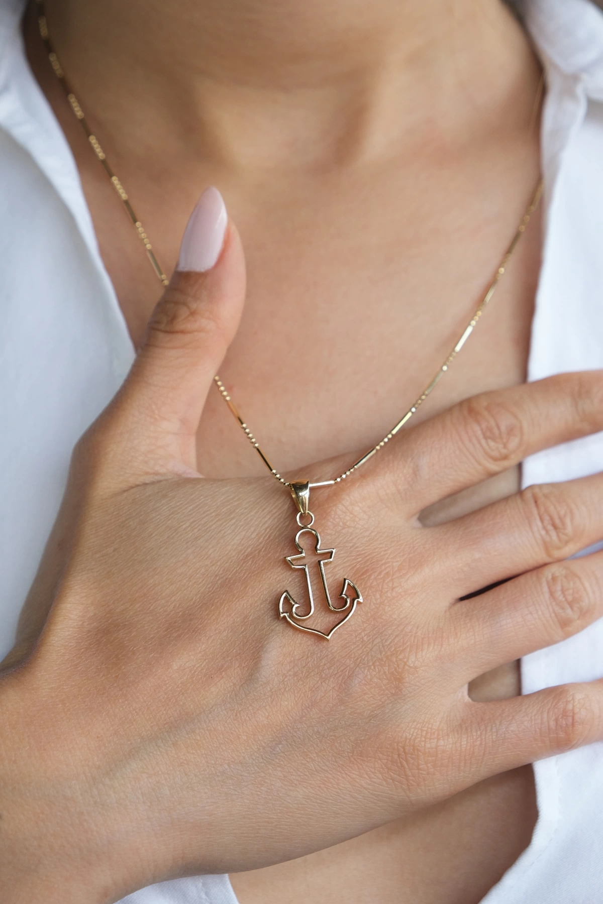 Asil 14 Ayar Denizci Çapası Altın Kolye Ucu KLU528