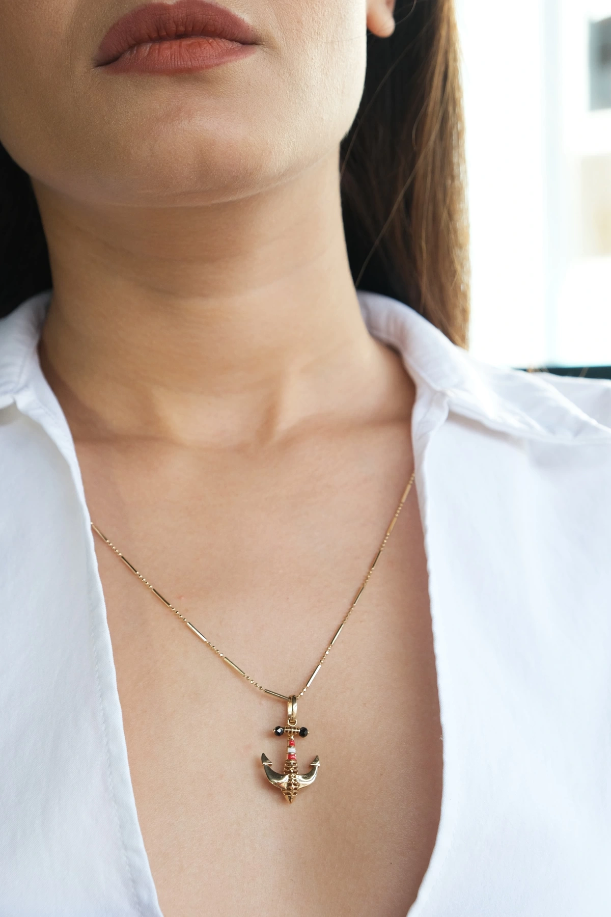 Asil 14 Ayar Denizci Çapası Altın Kolye Ucu KLU1203