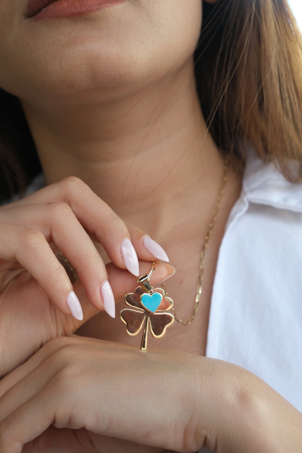 Asil 14 Ayar Kalpli Yonca Altın Kolye Ucu KLU1761