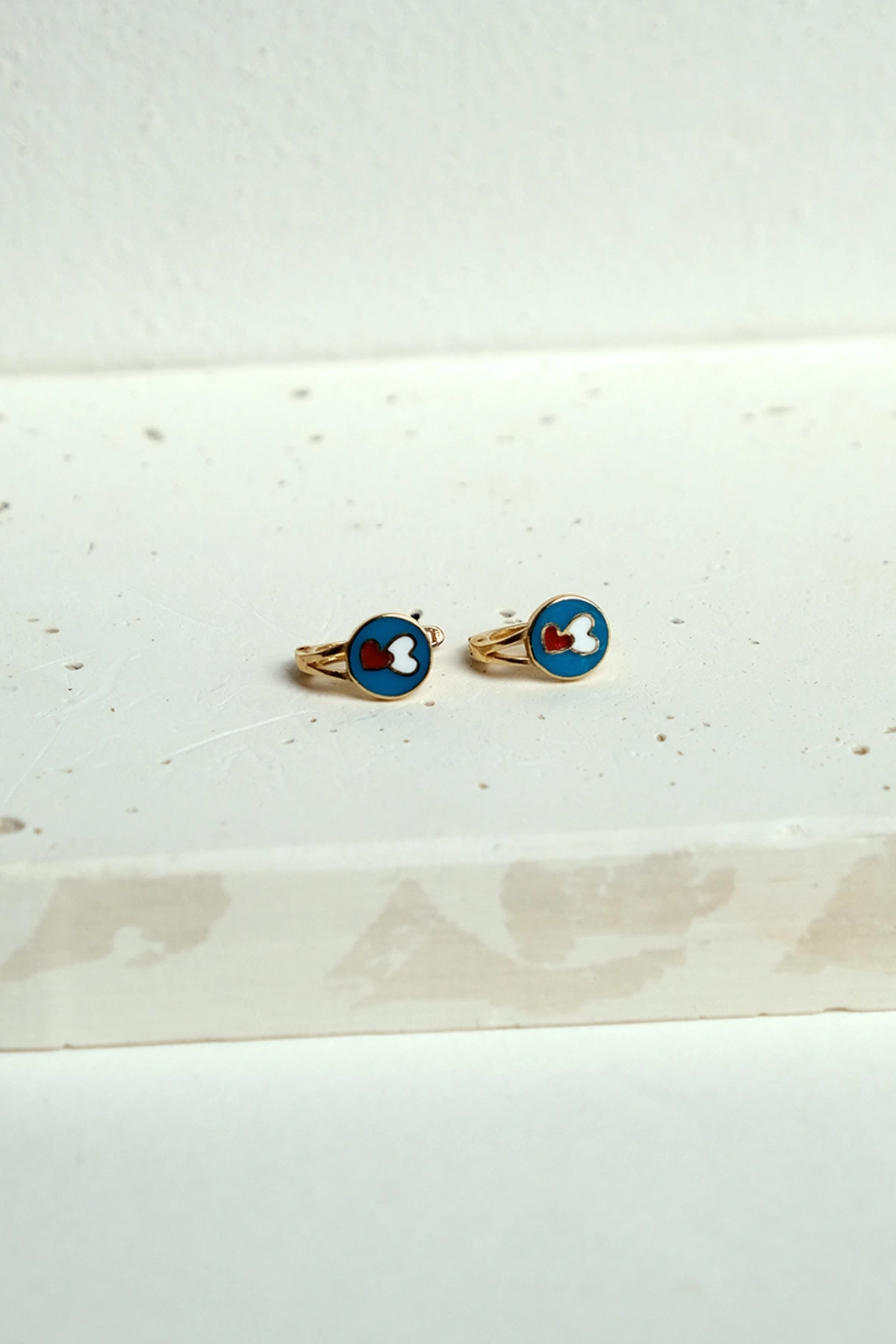 Asil 14 Ayar Kalp Mineli Çocuk Altın Küpe KP1504