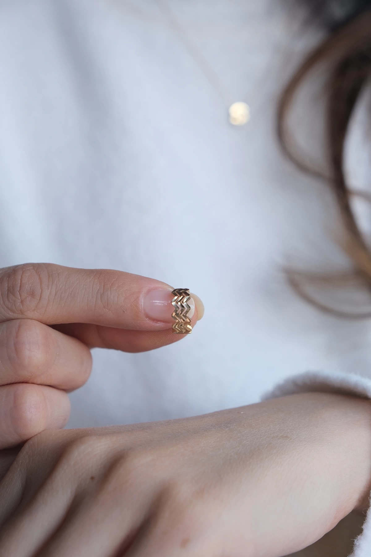 Asil 14 Ayar Kalemli Zikzak Altın Küpe KP4397