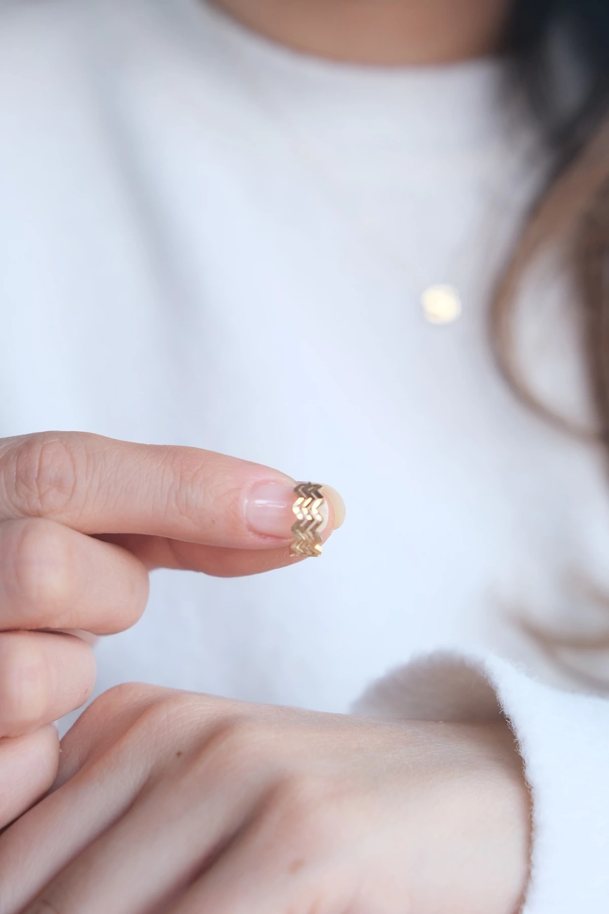 Asil 14 Ayar Kalemli Zikzak Altın Küpe KP4397