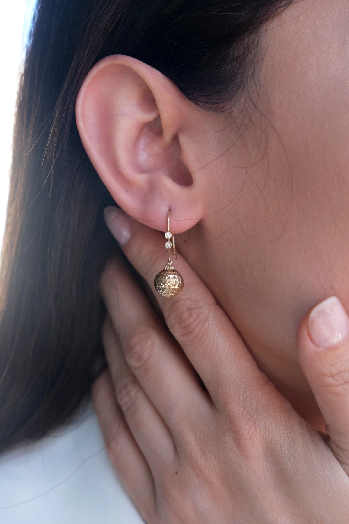 Asil 14 Ayar Kalemli Top Altın Küpe KP992