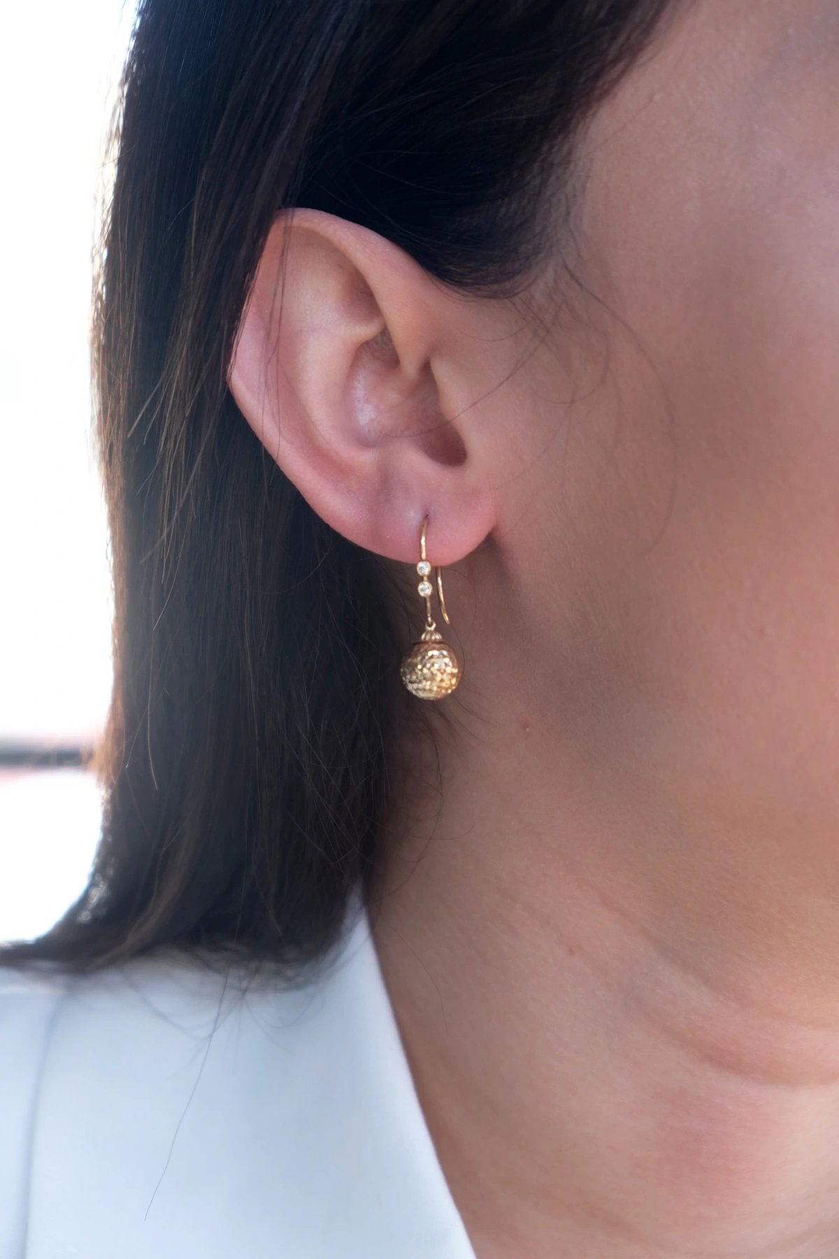 Asil 14 Ayar Kalemli Top Altın Küpe KP992