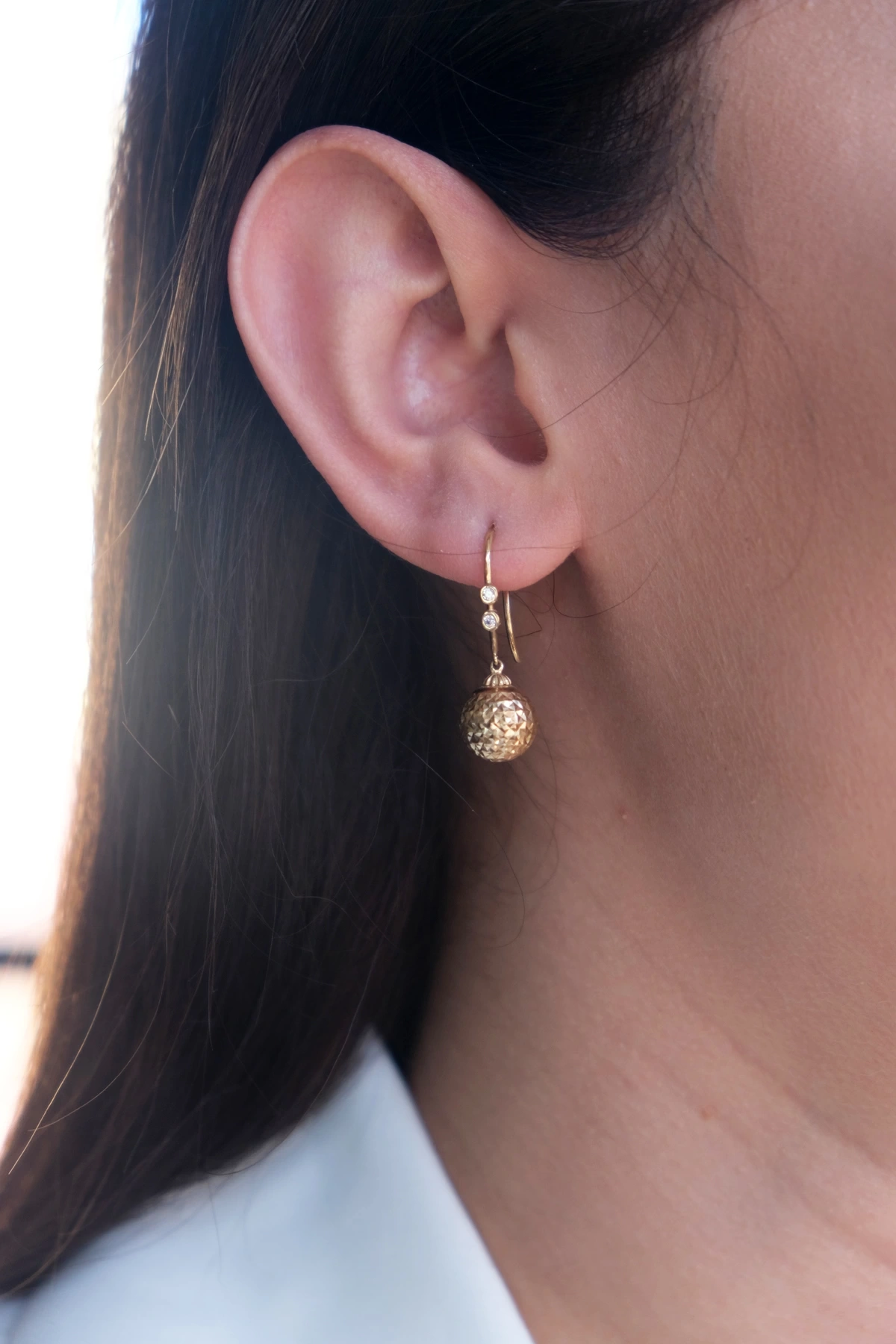 Asil 14 Ayar Kalemli Top Altın Küpe KP992