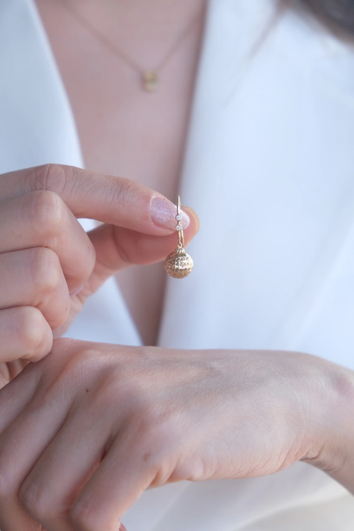 Asil 14 Ayar Kalemli Top Altın Küpe KP992