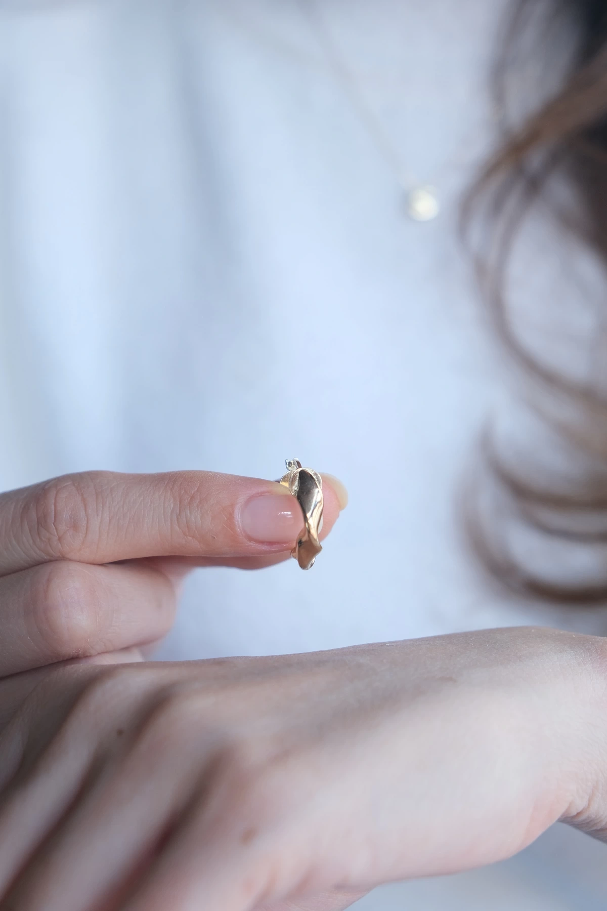 Asil 14 Ayar Mini Salaş Burgu Halka Altın Küpe KP4746