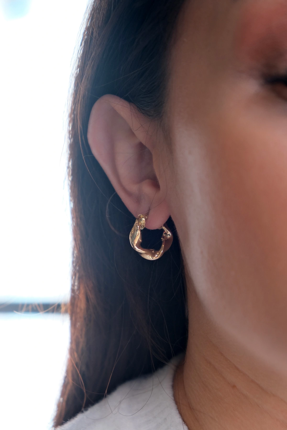 Asil 14 Ayar Mini Salaş Burgu Halka Altın Küpe KP4746