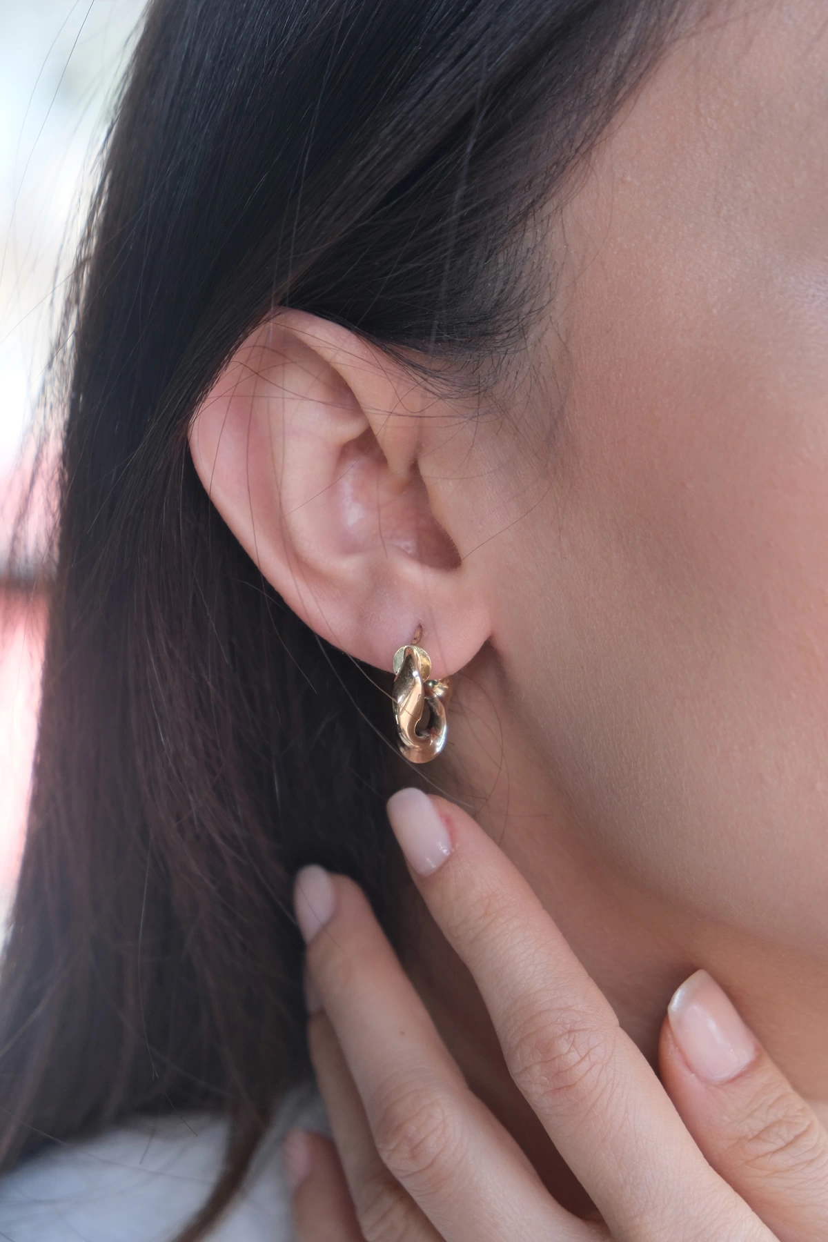 Asil 14 Ayar Mini Salaş Burgu Halka Altın Küpe KP4746