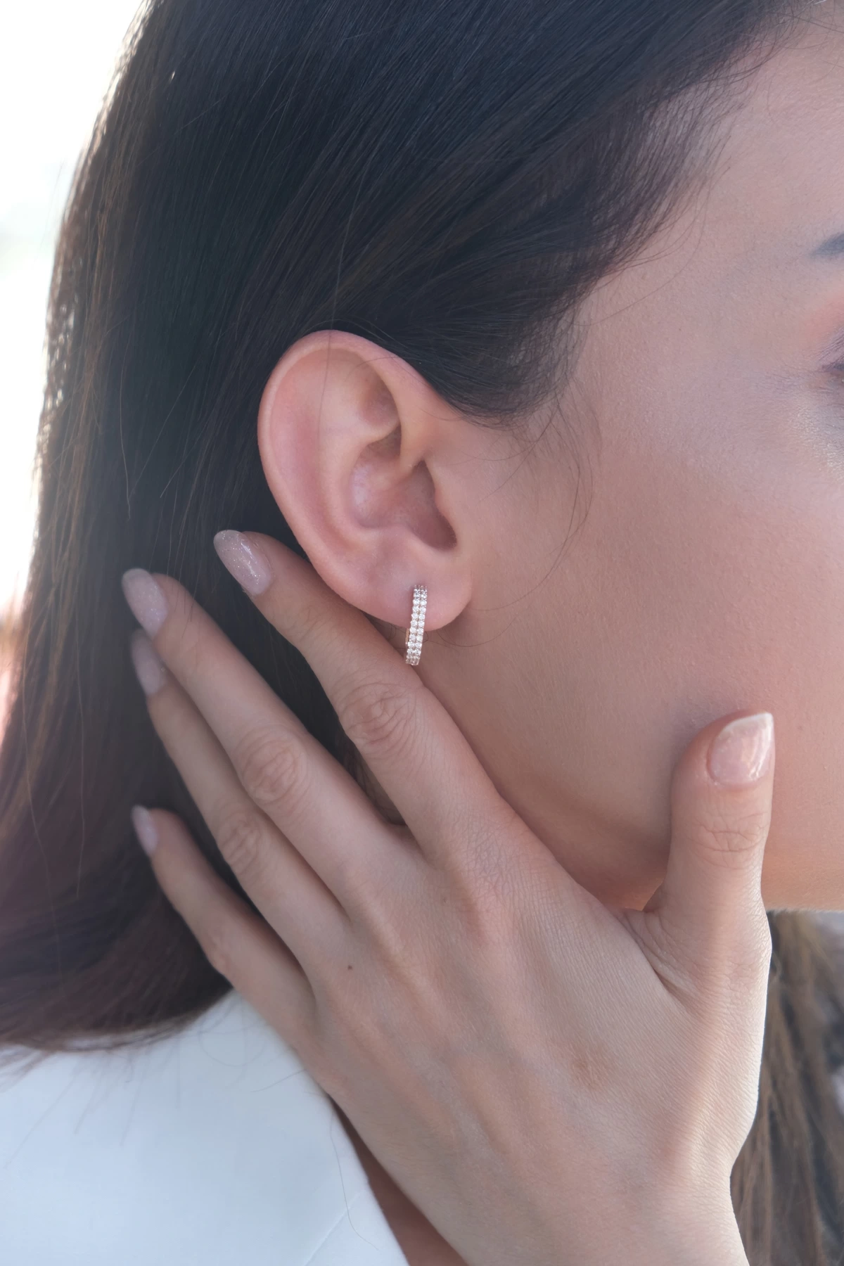 Asil 14 Ayar Taşlı Kare Altın Küpe KP4095