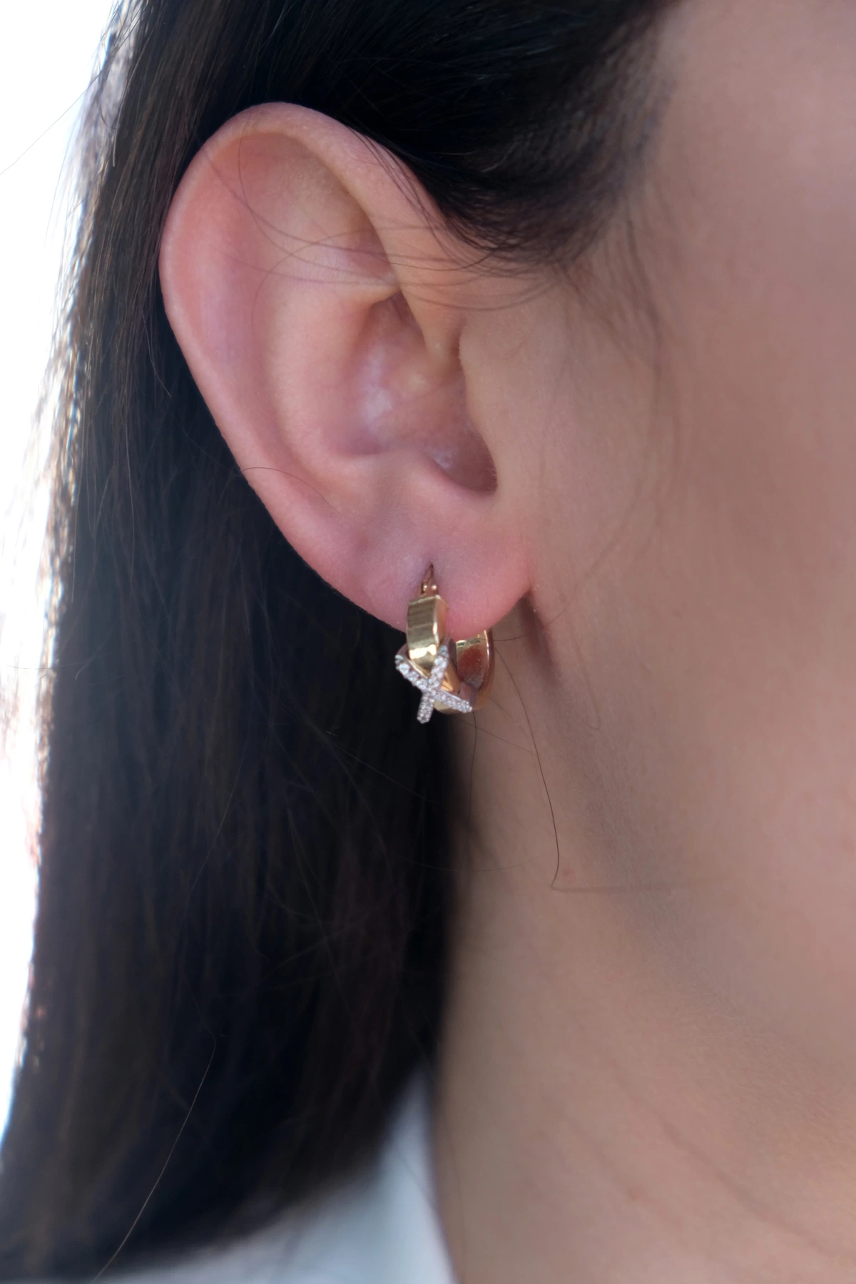 Asil 14 Ayar Taşlı Halka Altın Küpe KP1969