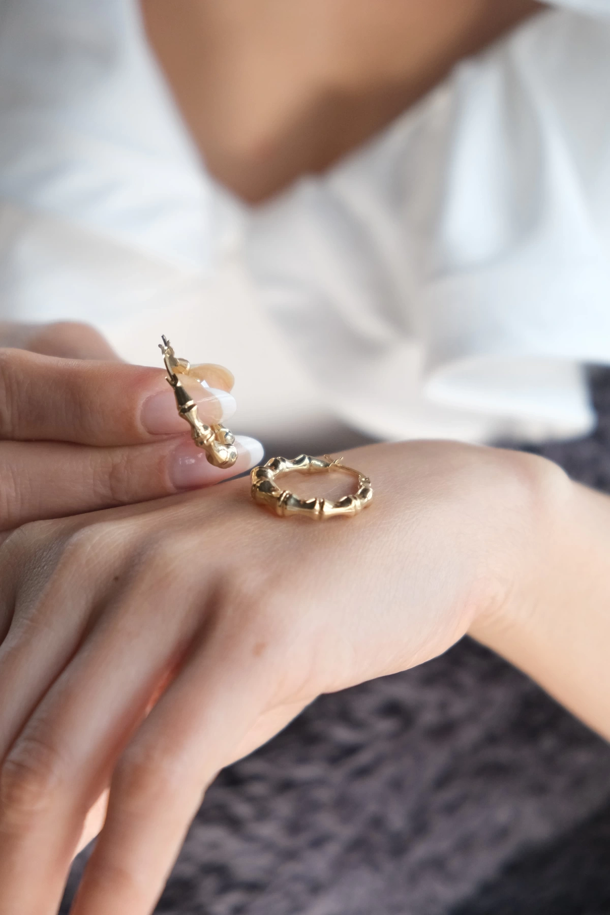 Asil 14 Ayar Kemik Model Halka Altın Küpe KP4315