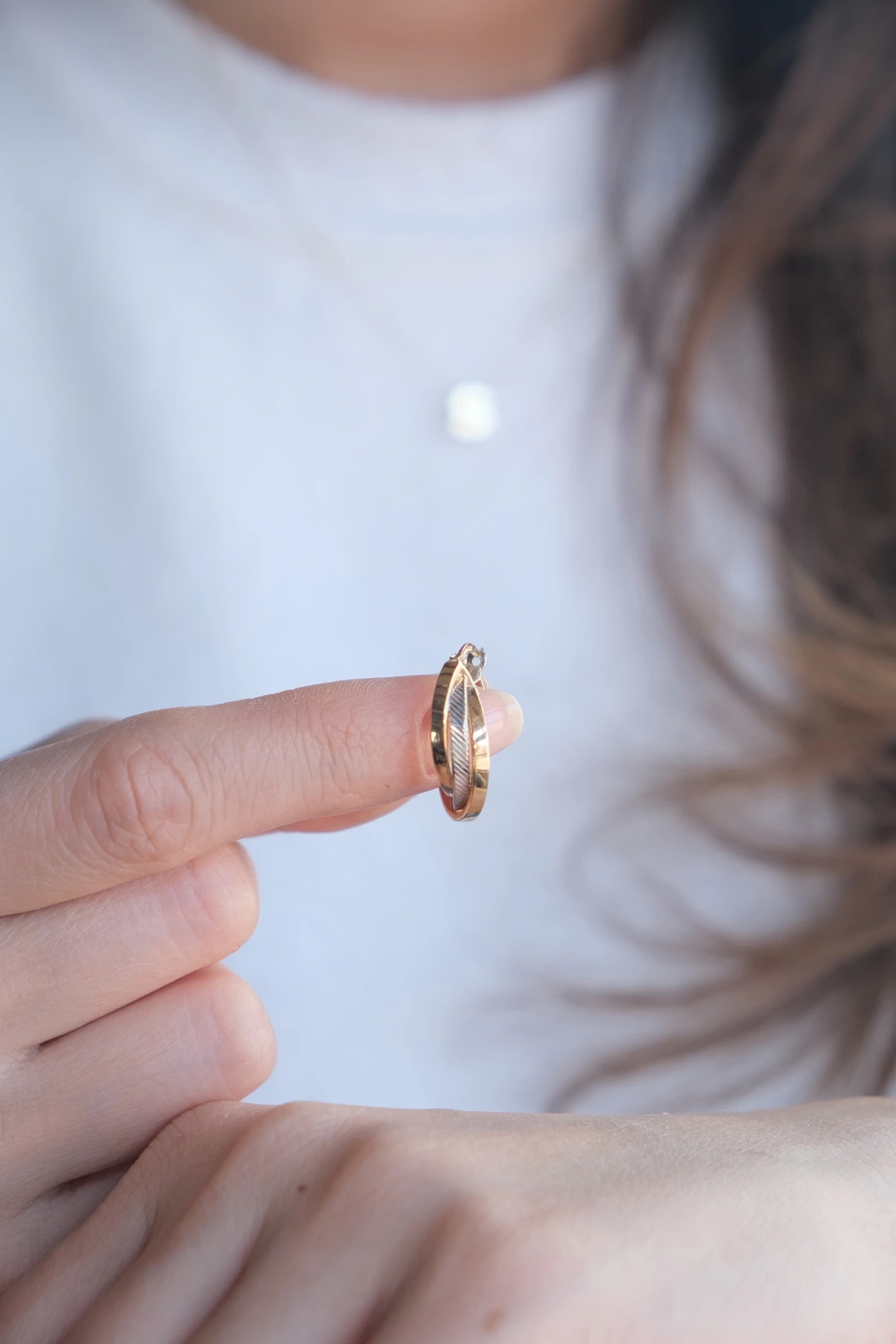 Asil 14 Ayar Kalemli Üç Halka Altın Küpe KP4008