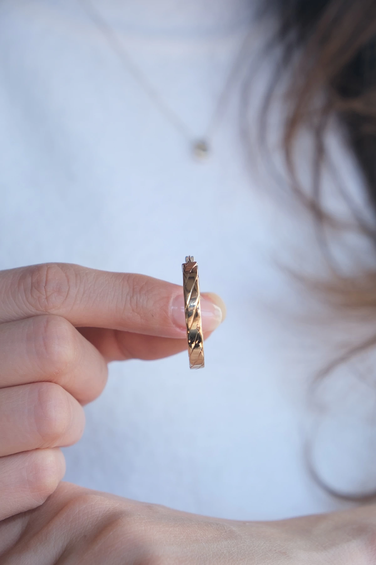 Asil 14 Ayar Çizgili Halka Altın Küpe KP4697