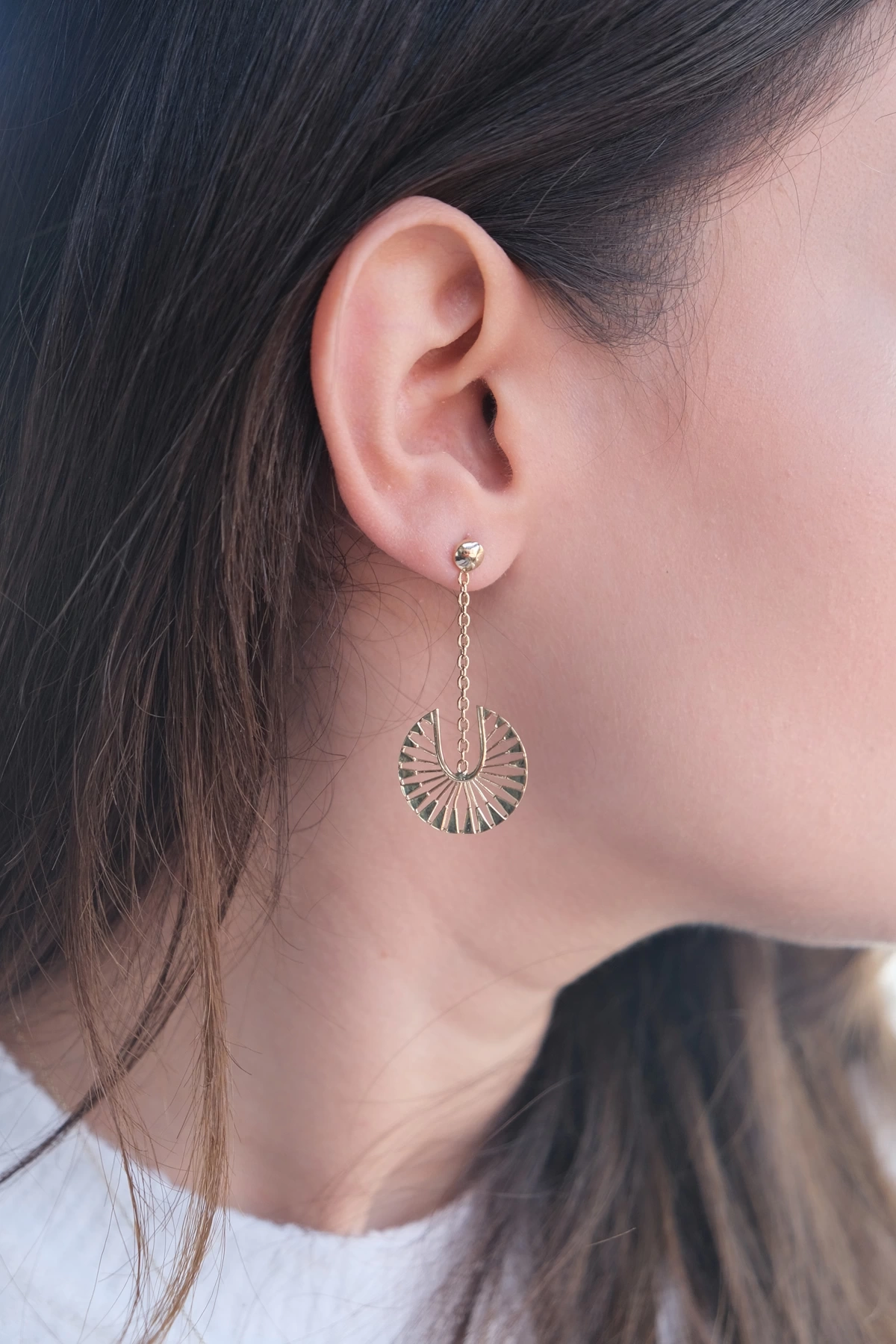 Asil 14 Ayar Mistik Sallantılı Altın Küpe KP4808