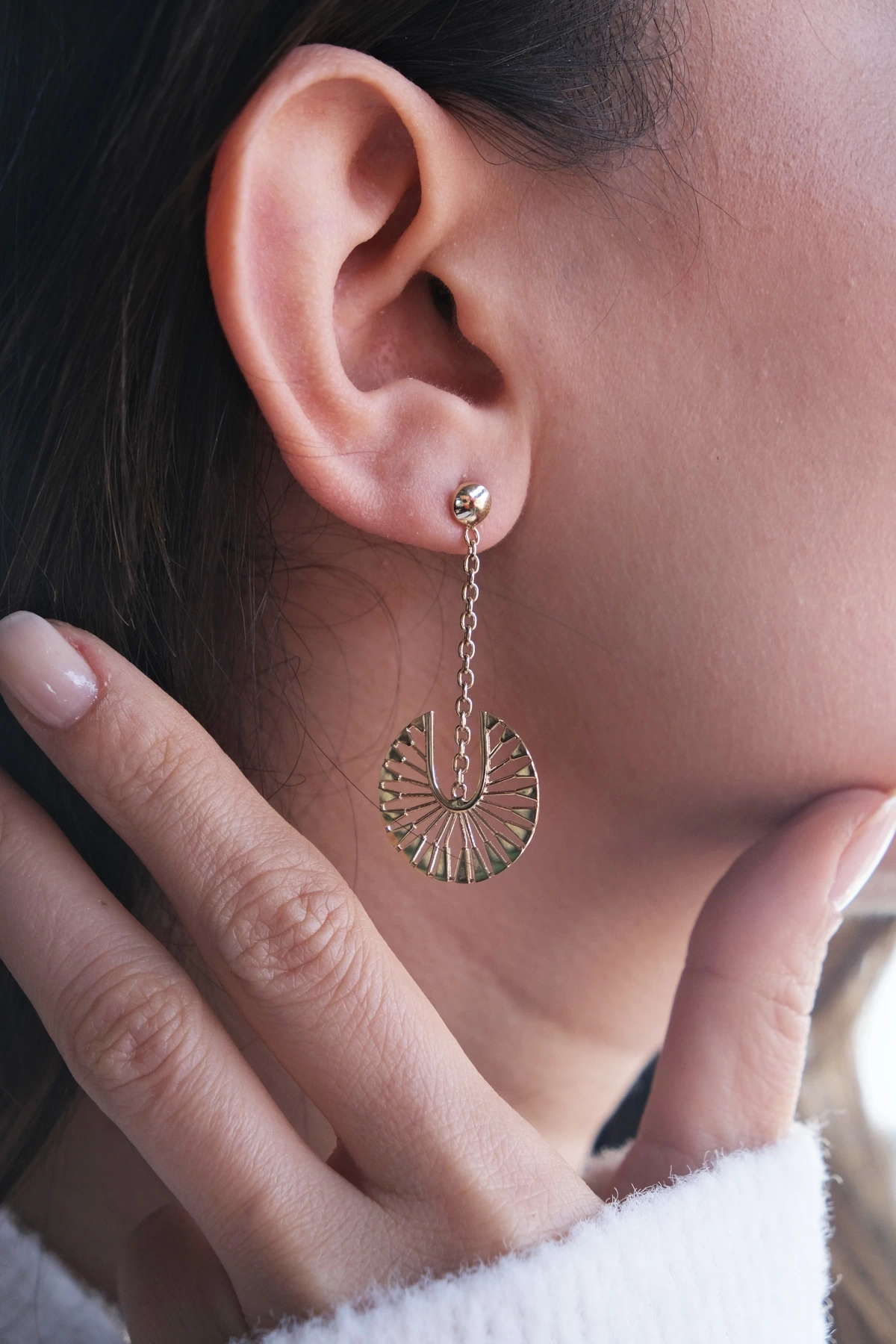 Asil 14 Ayar Mistik Sallantılı Altın Küpe KP4808