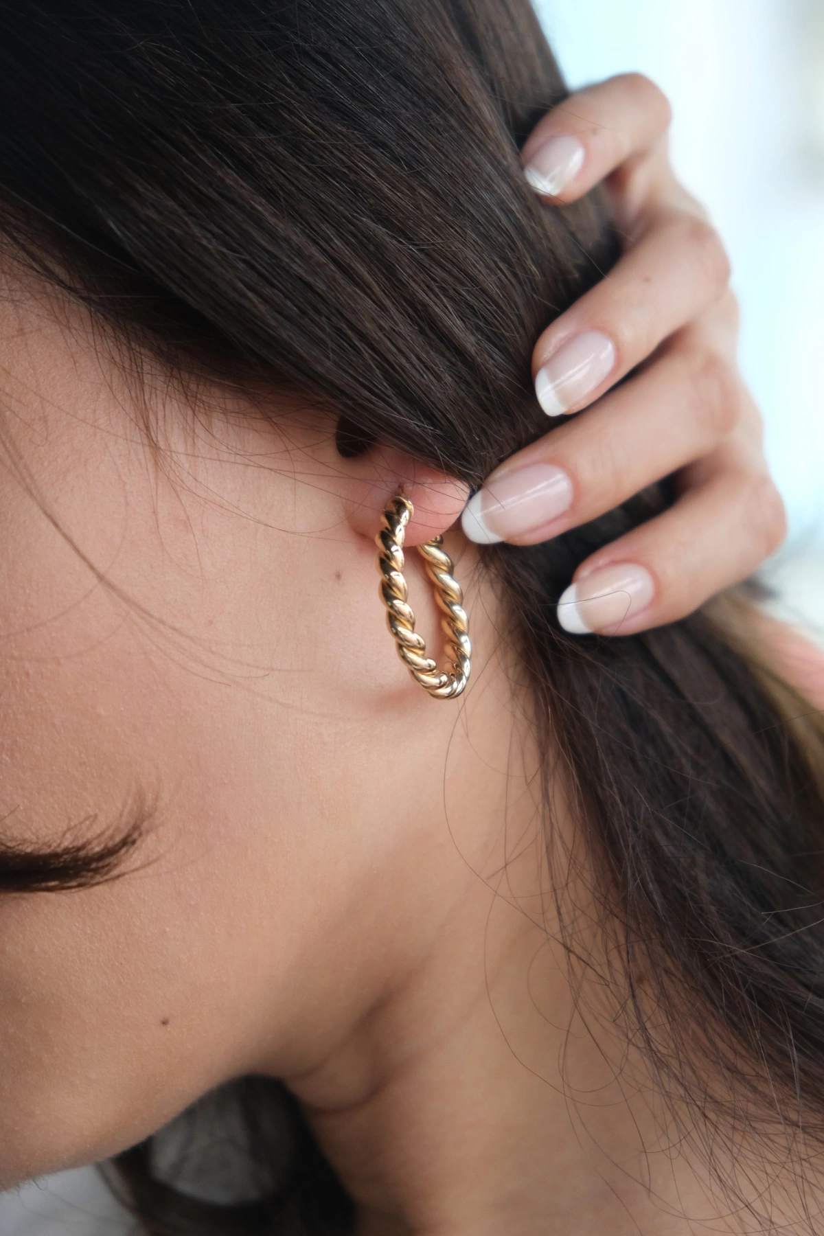 Asil 14 Ayar Burgu Halka Altın Küpe KP4033