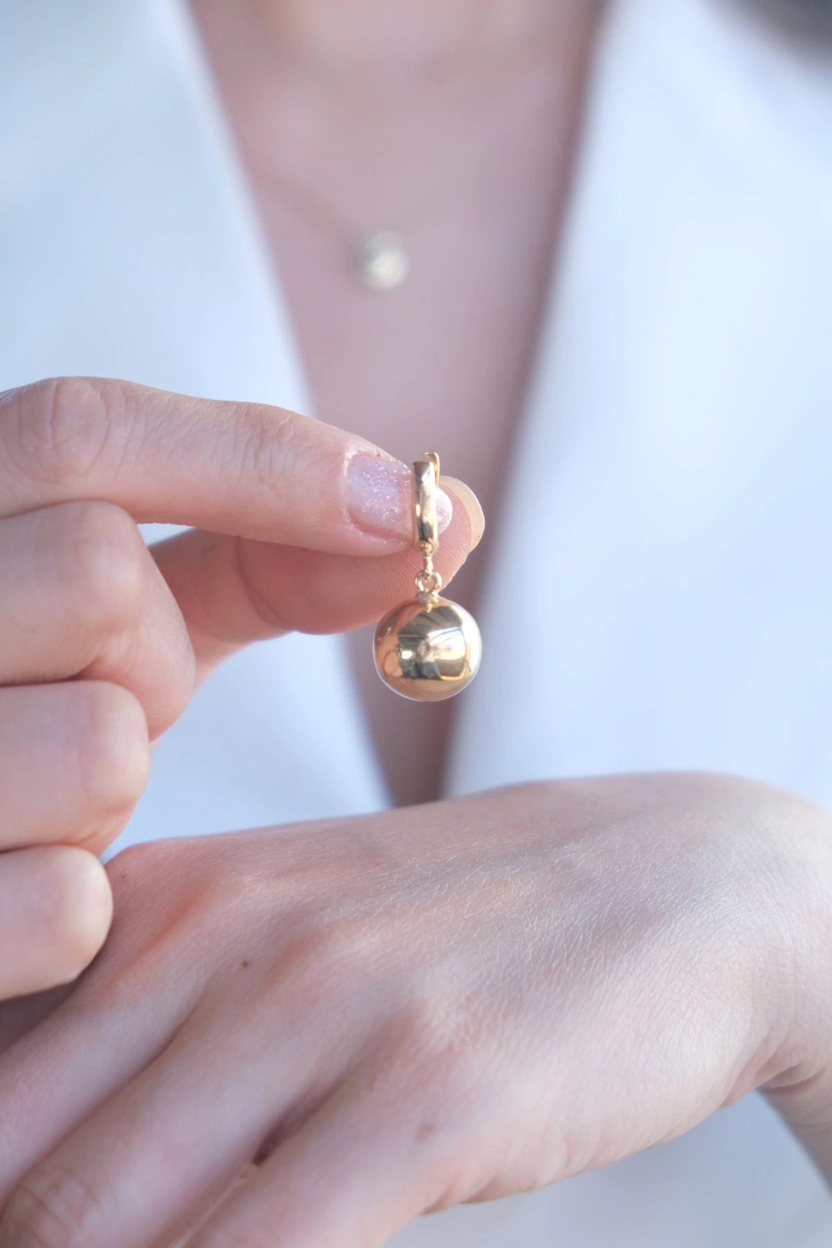 Asil 14 Ayar Sallantılı Top Altın Küpe KP4438