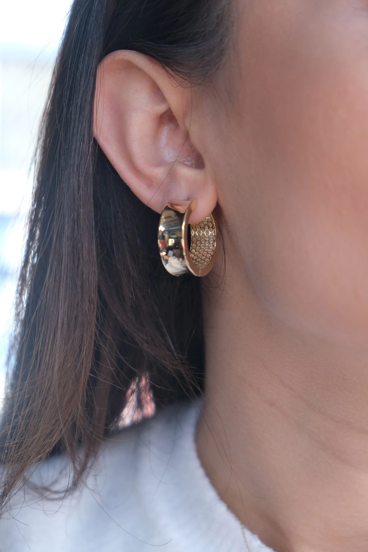 Asil 14 Ayar Enli Halka Altın Küpe KP4782