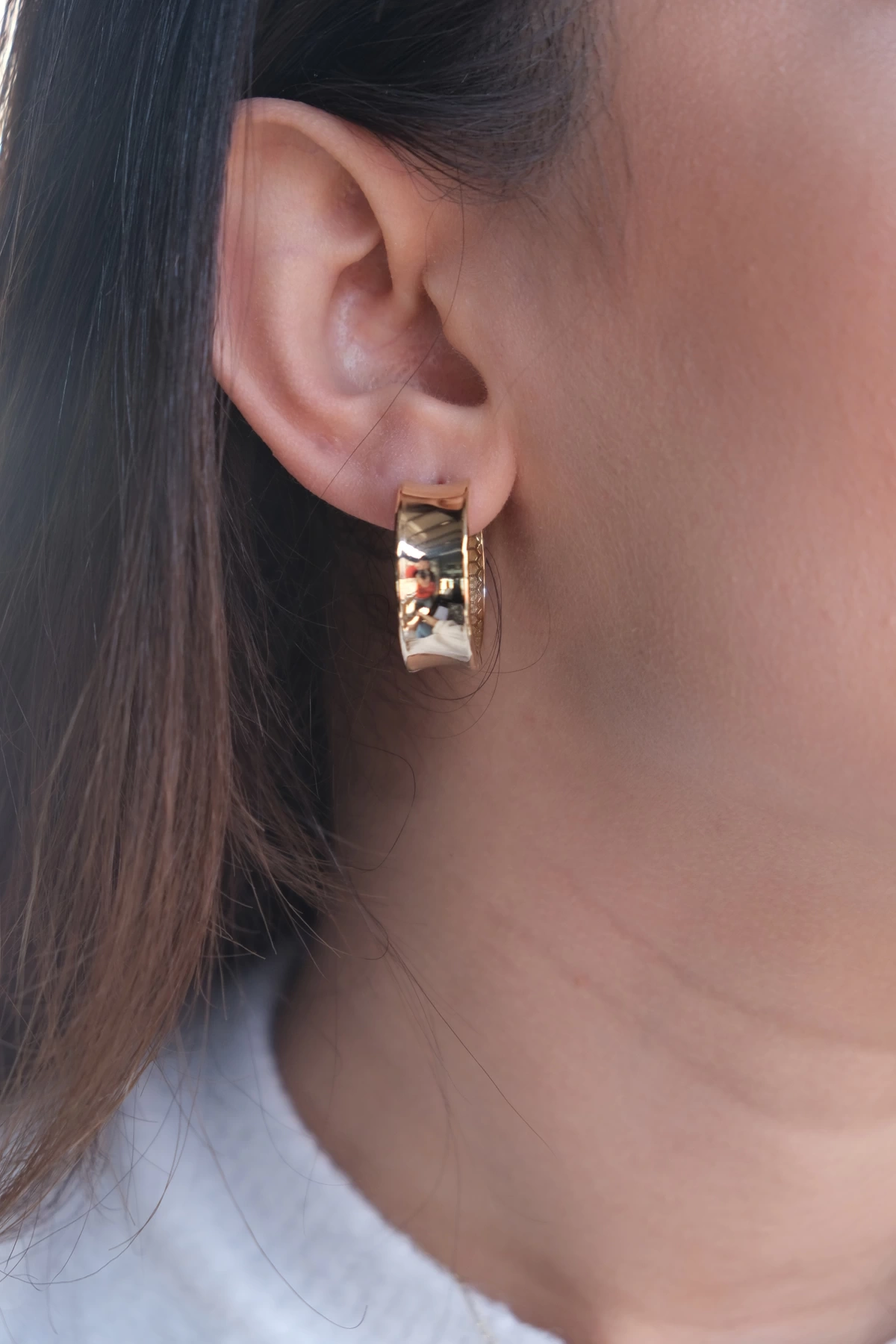 Asil 14 Ayar Enli Halka Altın Küpe KP4782