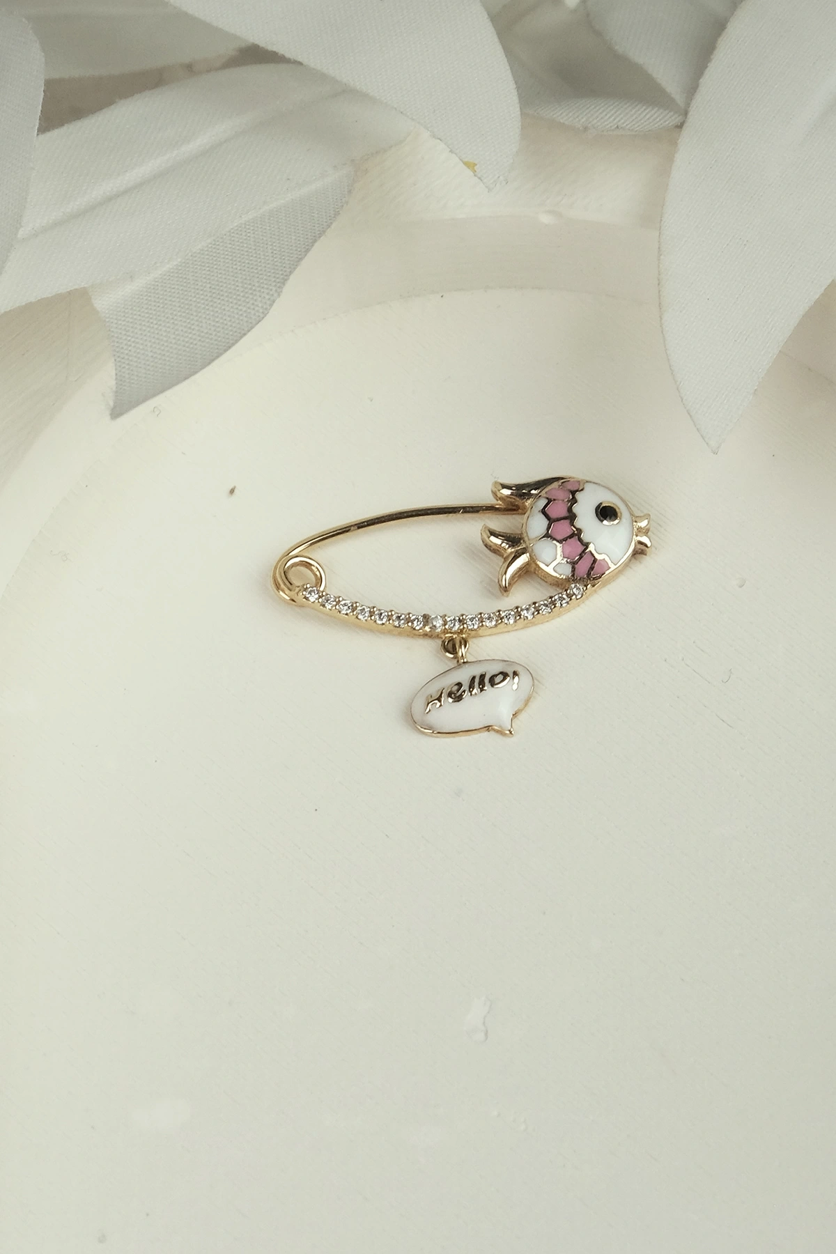 Asil 14 Ayar Balıklı Çocuk Altın İğneli Nazarlık NZR362