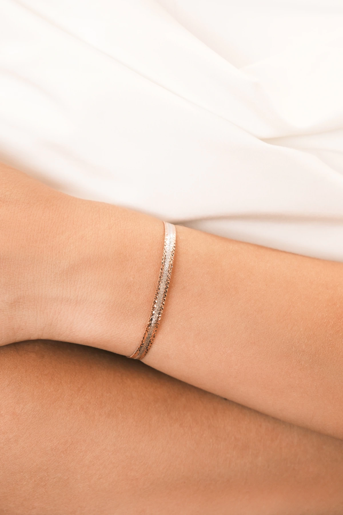 Asil 14 Ayar 3 Renk İtalyan Zincir Bileklik TKM1695