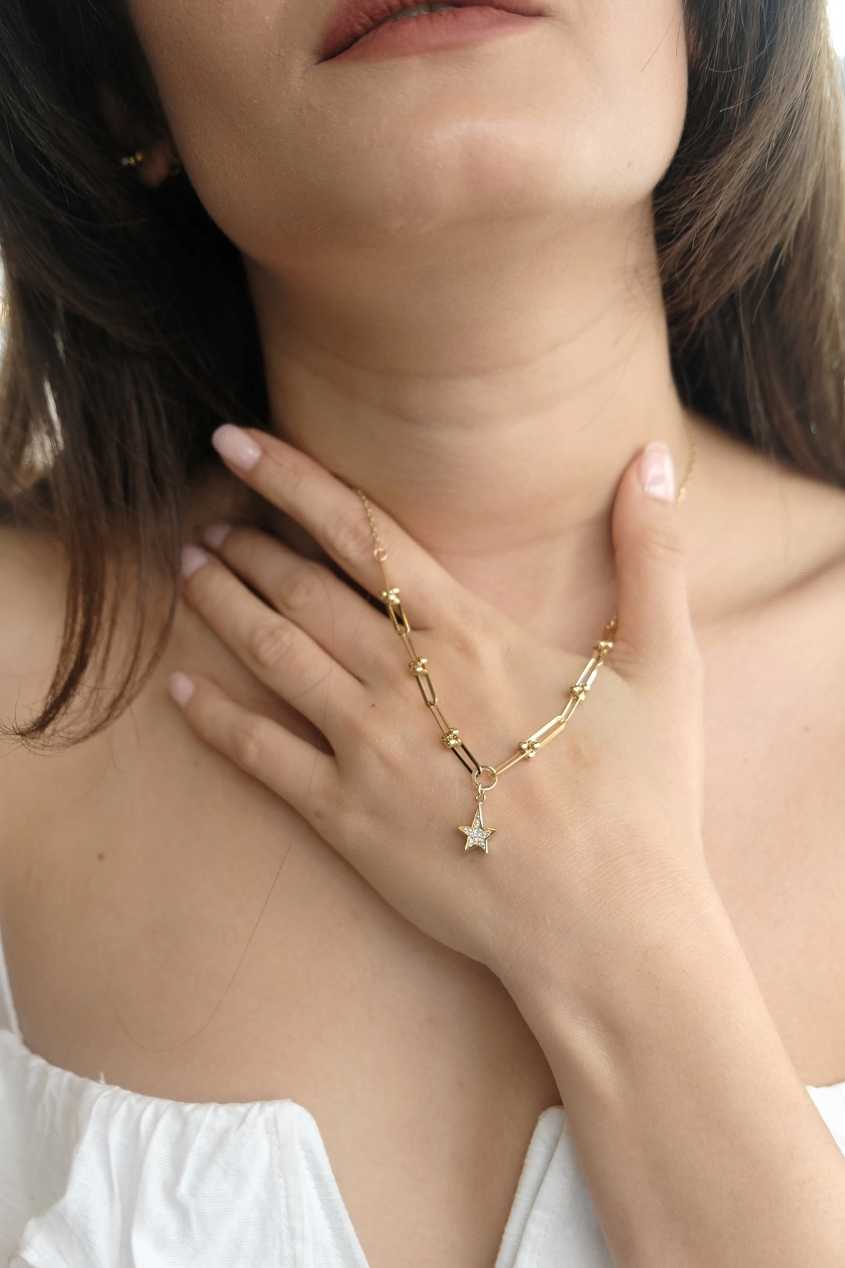 Asil 14 Ayar Yıldızlı Ataç Altın Kolye TKM1429