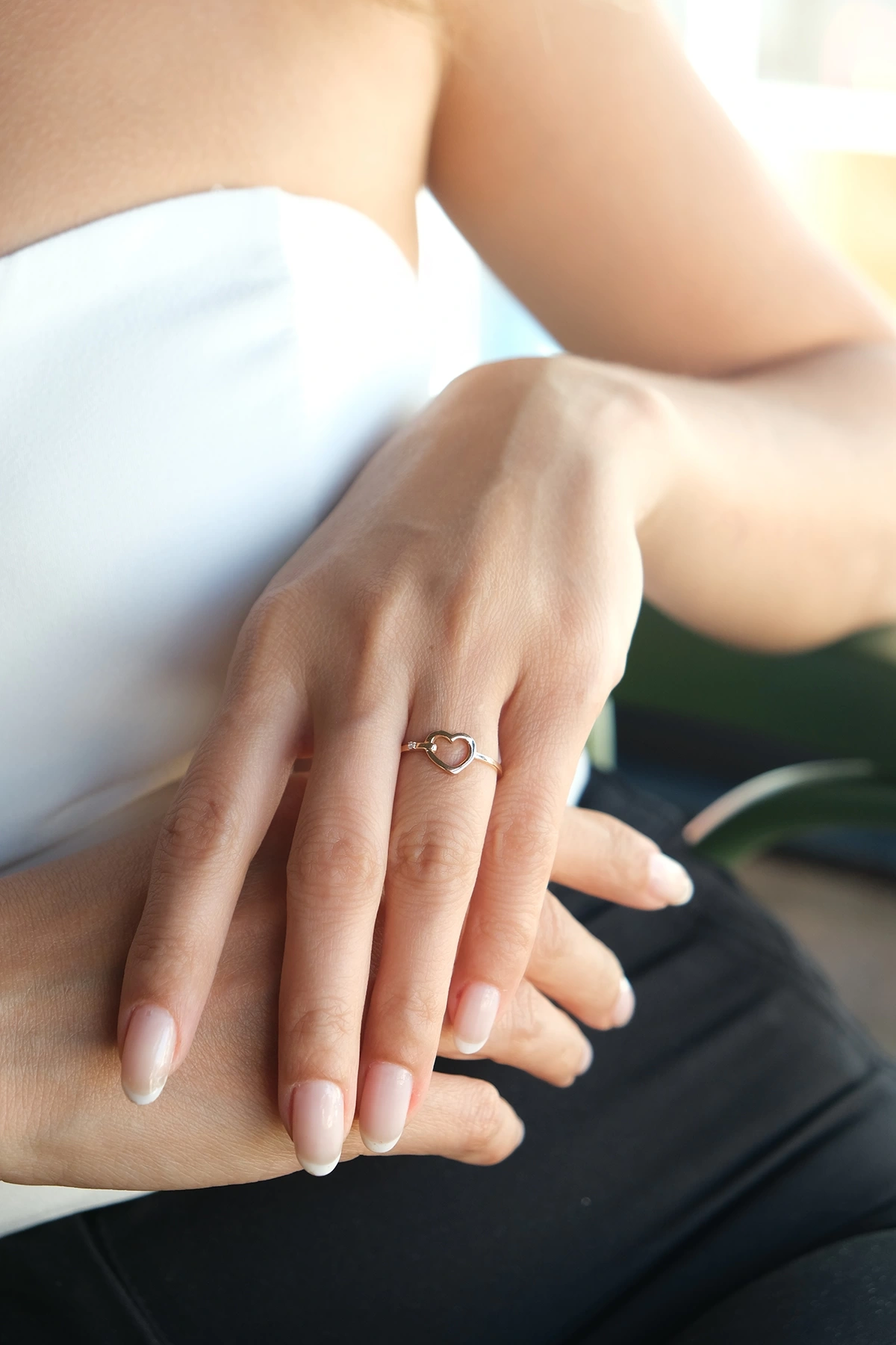 Asil 14 Ayar Kalp Model Rose Altın Yüzük YZK1657