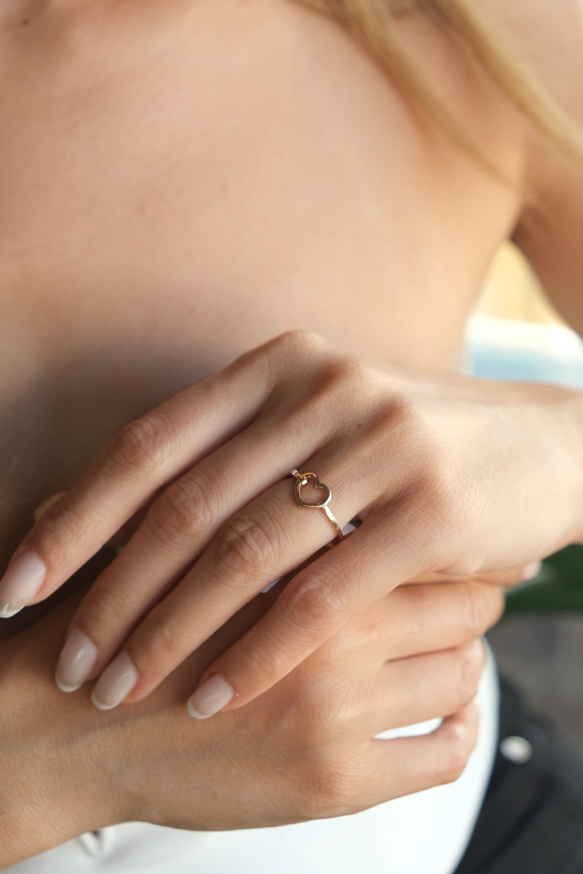 Asil 14 Ayar Kalp Model Rose Altın Yüzük YZK1657