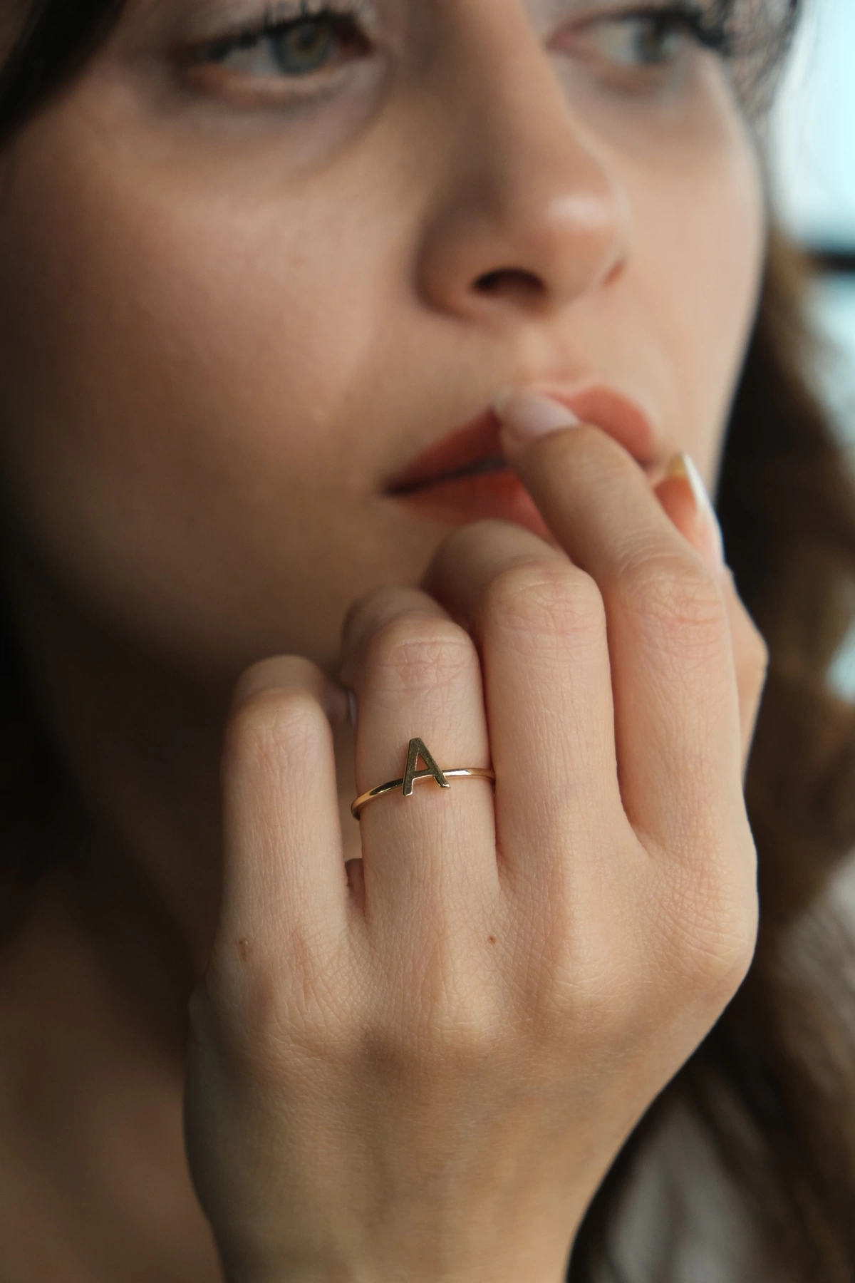 Asil 14 Ayar A Harfi Altın Yüzük YZK2844