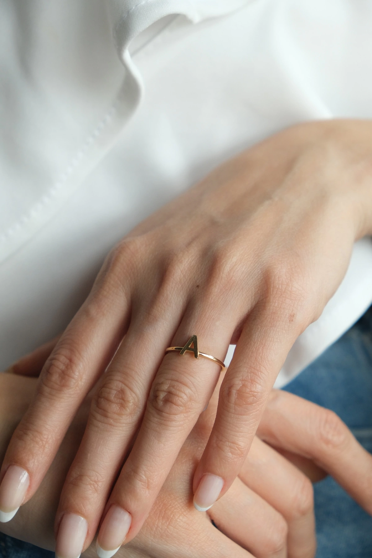 Asil 14 Ayar A Harfi Altın Yüzük YZK2844