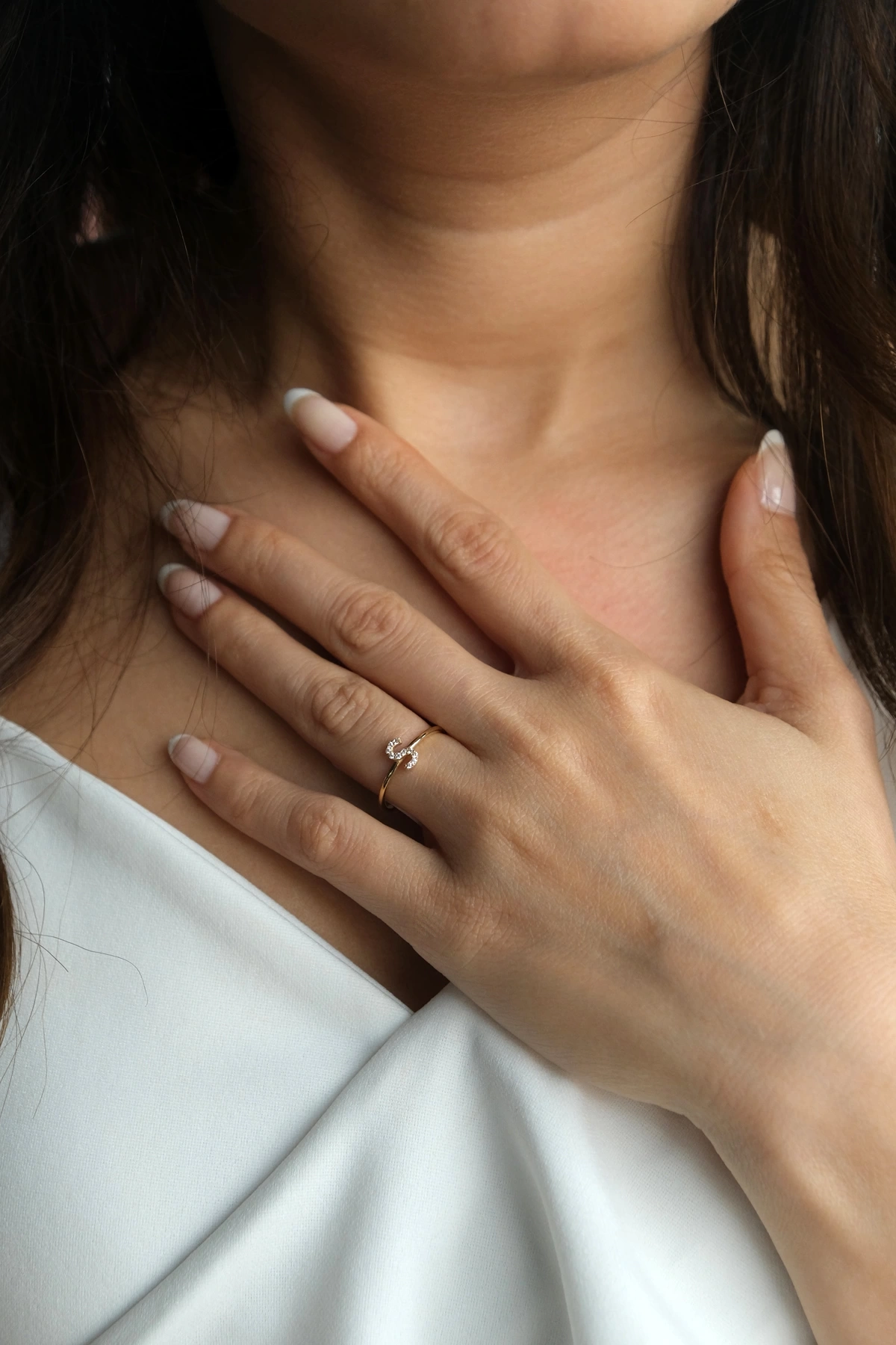 Asil 14 Ayar Taşlı S Harf Altın Yüzük YZK3189