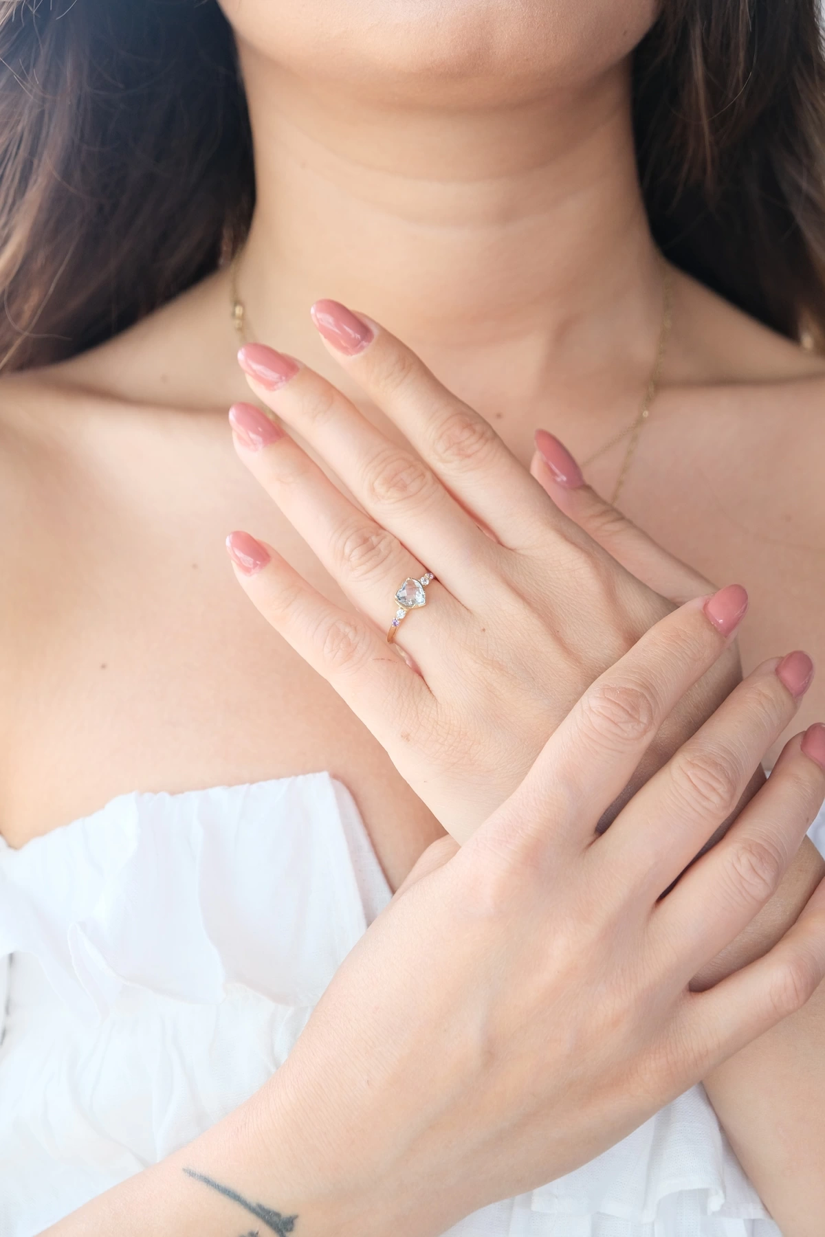 Asil 14 Ayar Kalpli Mavi Taş Altın Yüzük YZK3443