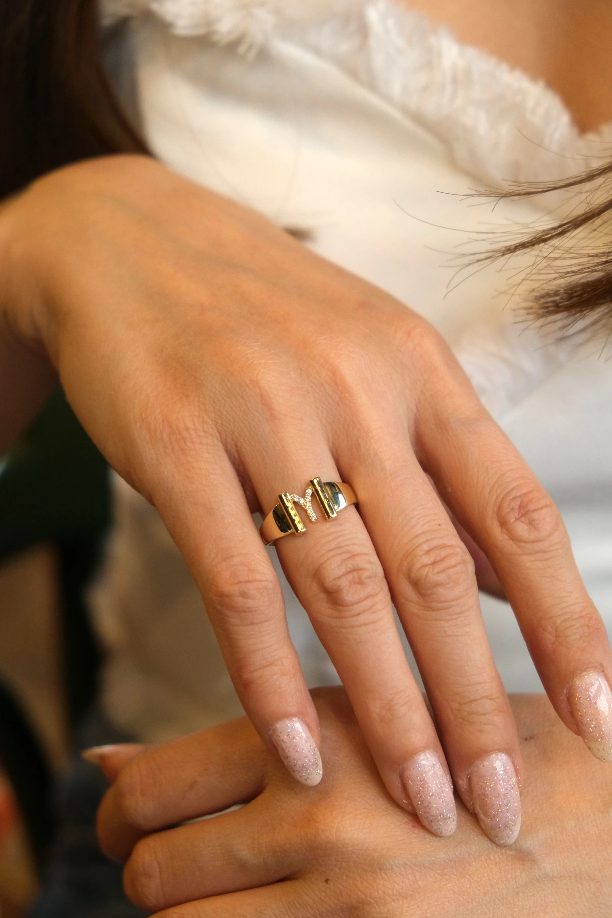 Asil 14 Ayar Y Harfi Altın Yüzük YZK3276