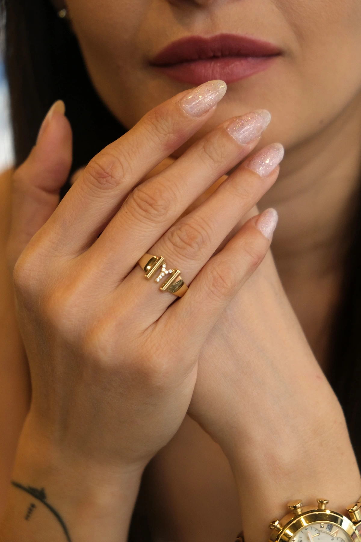 Asil 14 Ayar Y Harfi Altın Yüzük YZK3276