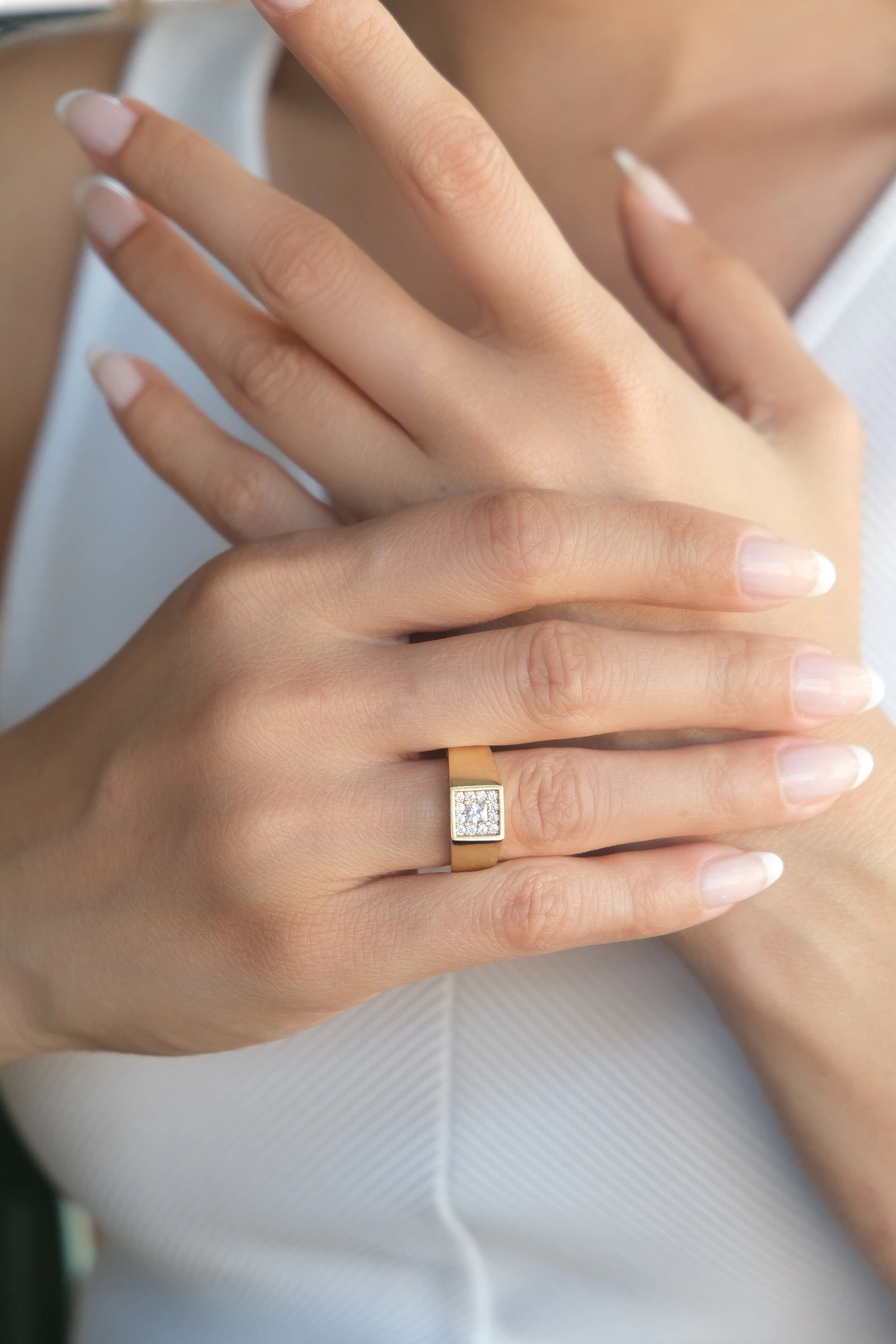 Asil 14 Ayar Pave Taşlı Şövalye Altın Yüzük YZK2958