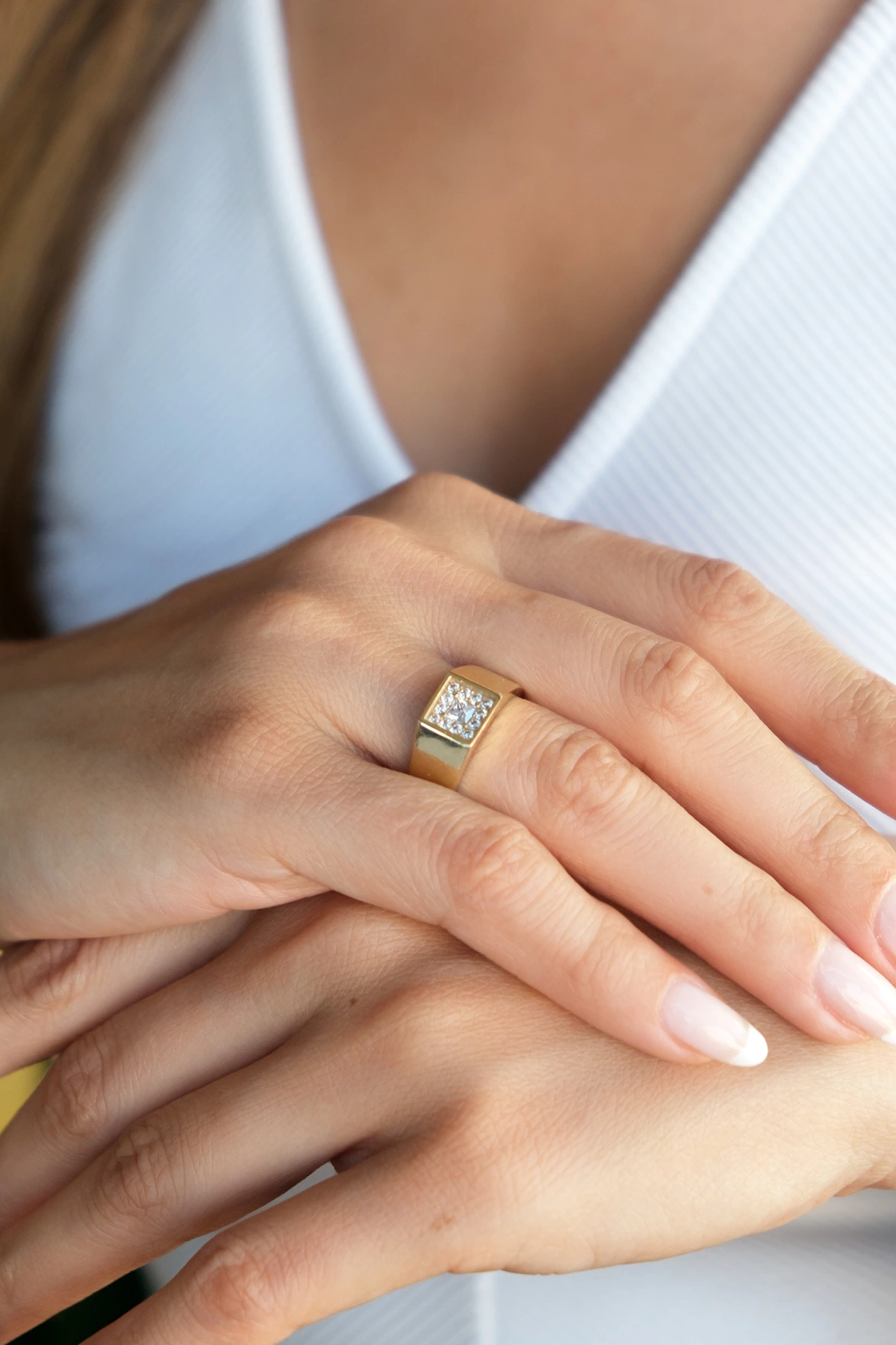 Asil 14 Ayar Pave Taşlı Şövalye Altın Yüzük YZK2958