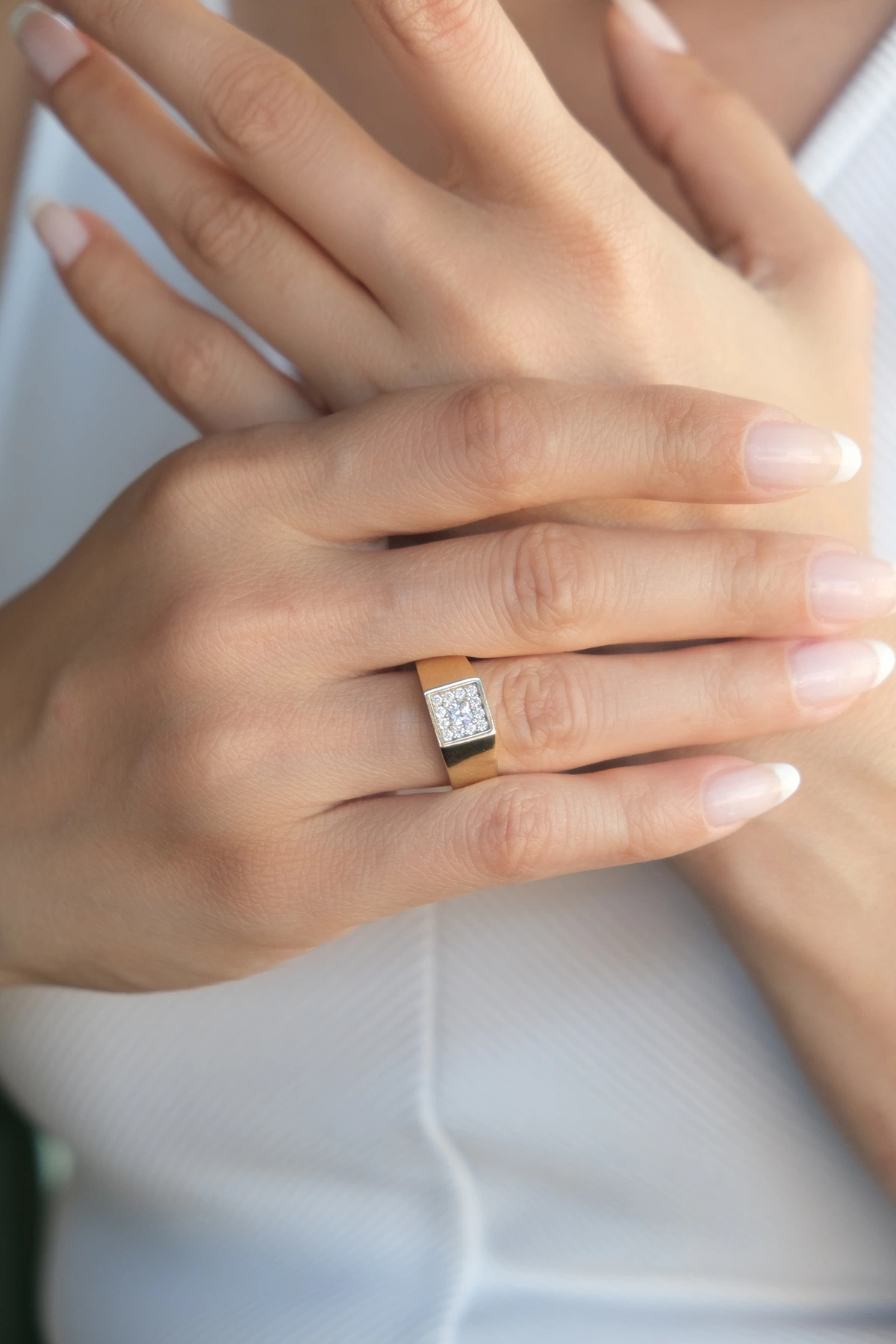 Asil 14 Ayar Pave Taşlı Şövalye Altın Yüzük YZK2958